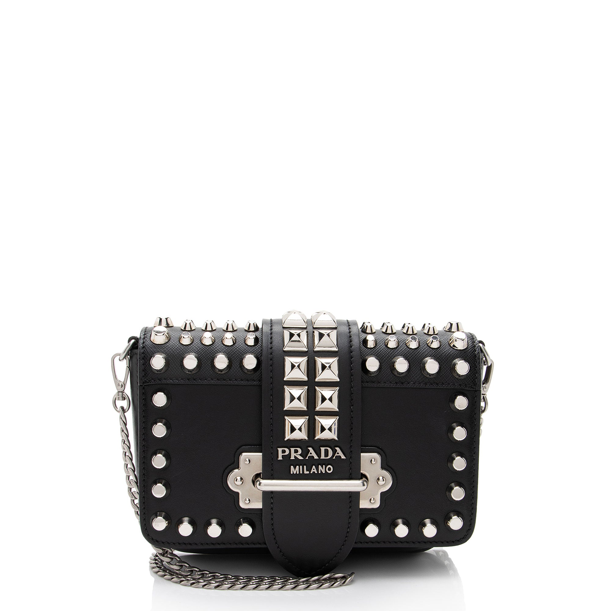 Prada Saffiano Calfskin Studded Cahier Belt Bag