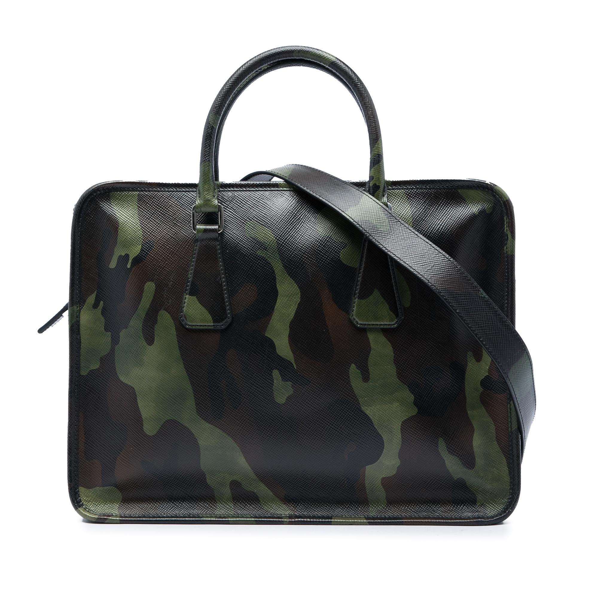 Prada Saffiano Camouflage Print Briefcase