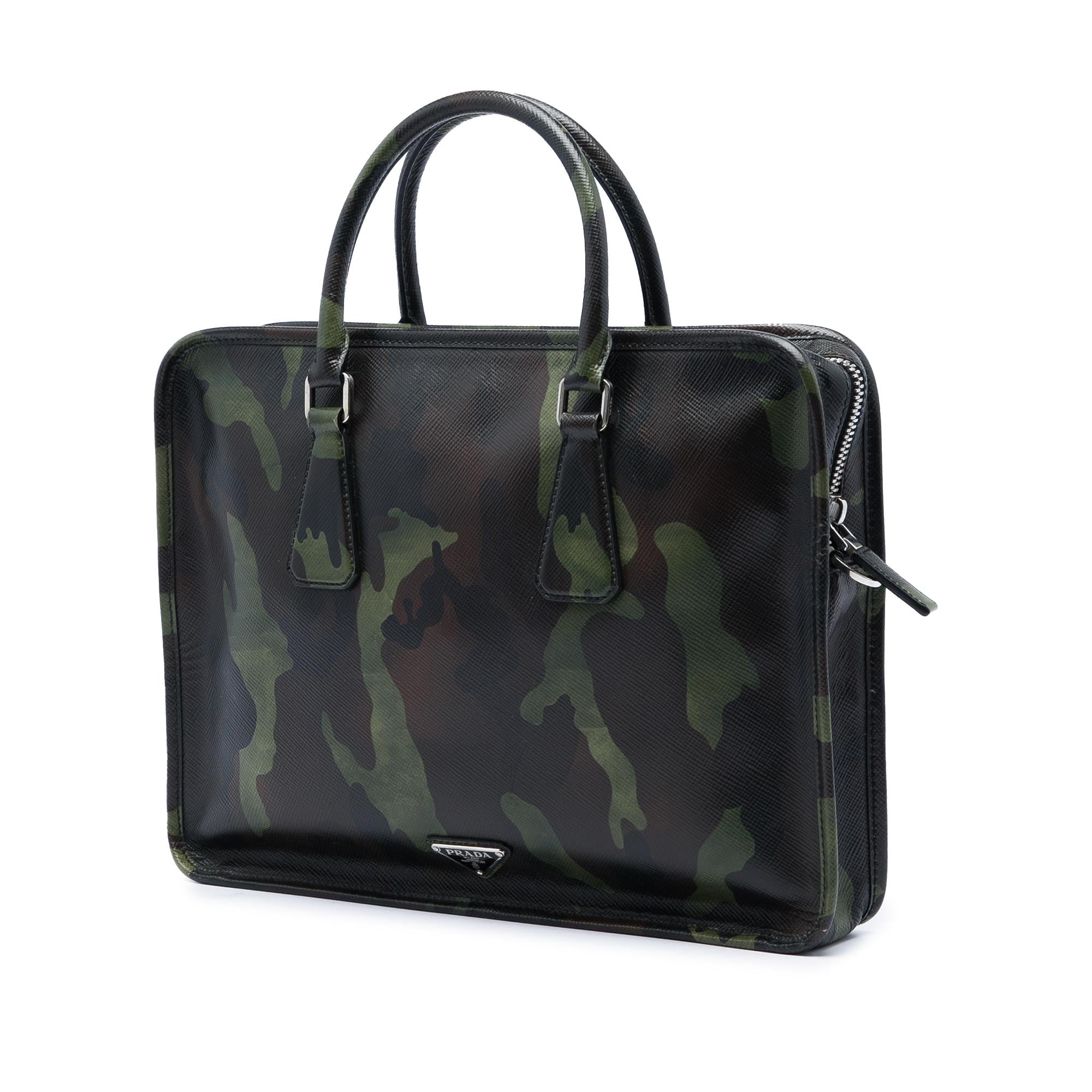 Prada Saffiano Camouflage Print Briefcase
