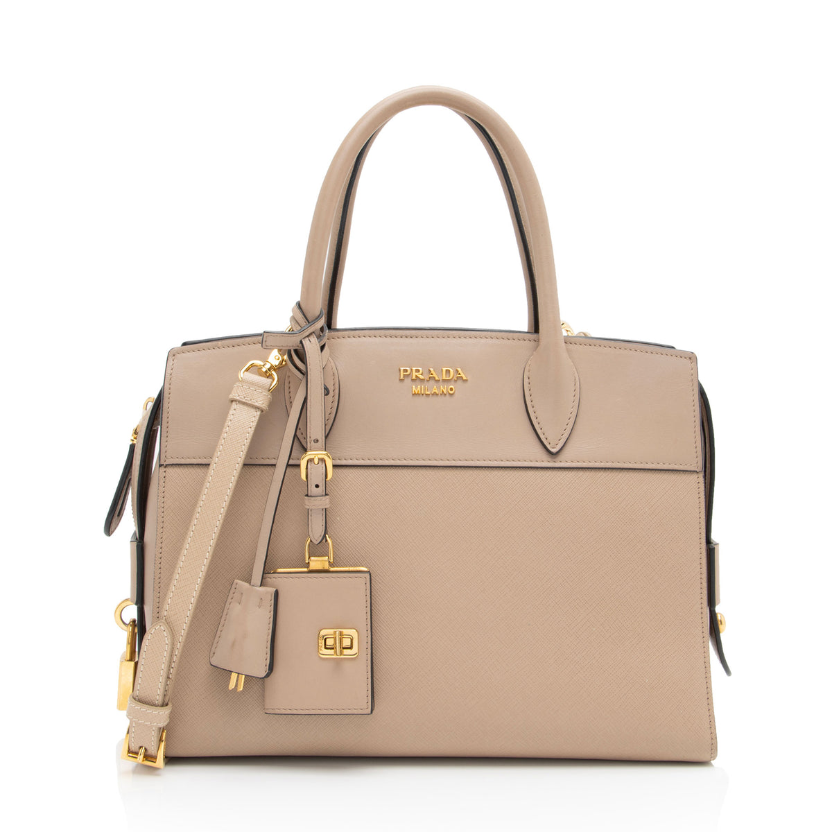Prada Saffiano City Calf Esplanade Medium Tote (SHF-1eJe1G)
