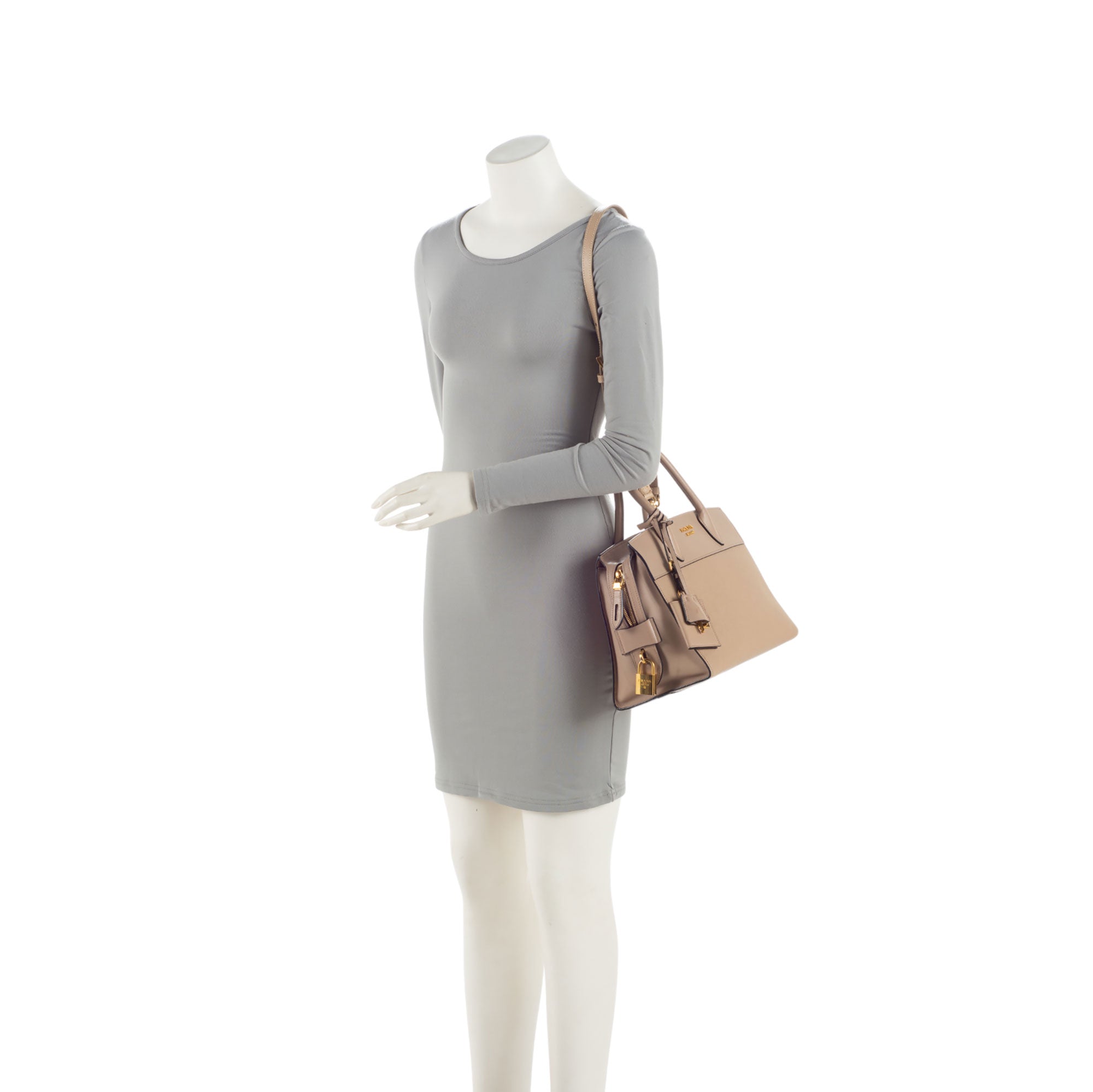 Prada Saffiano City Calf Esplanade Medium Tote (SHF-1eJe1G)