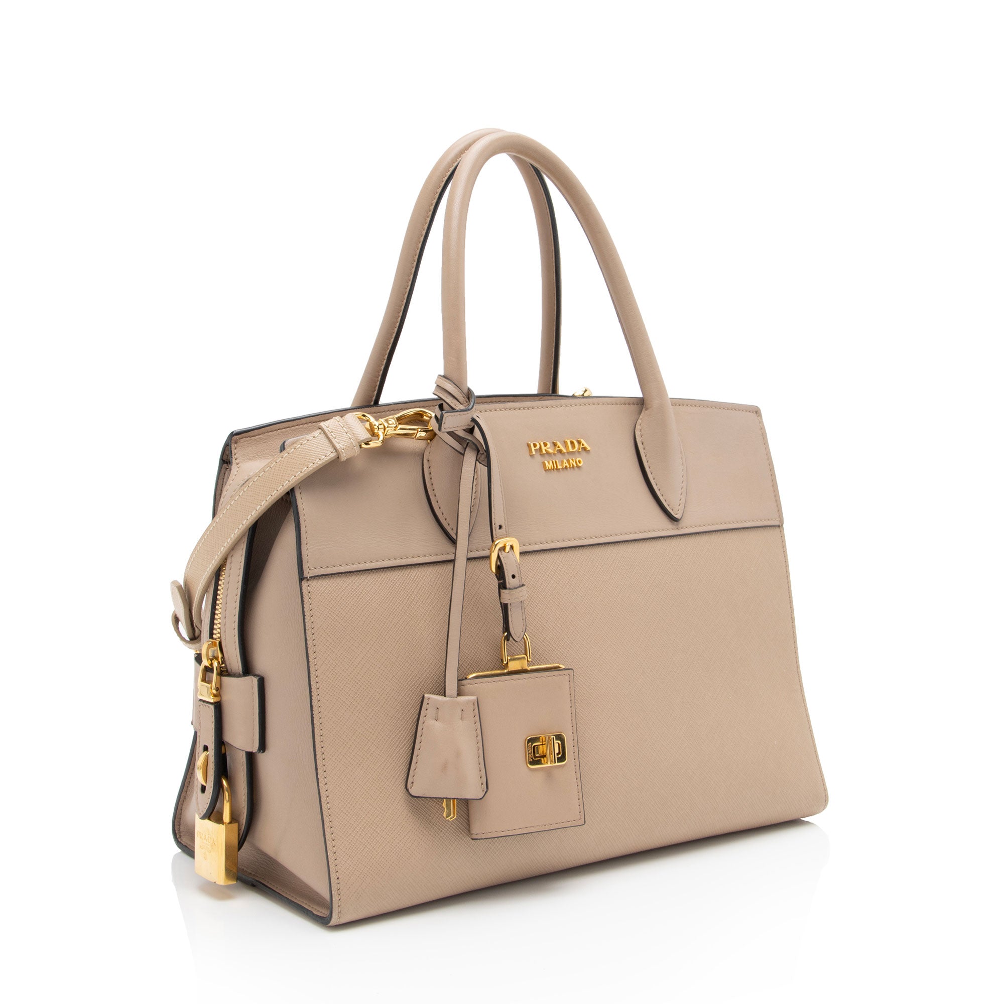 Prada Saffiano City Calf Esplanade Medium Tote (SHF-1eJe1G)