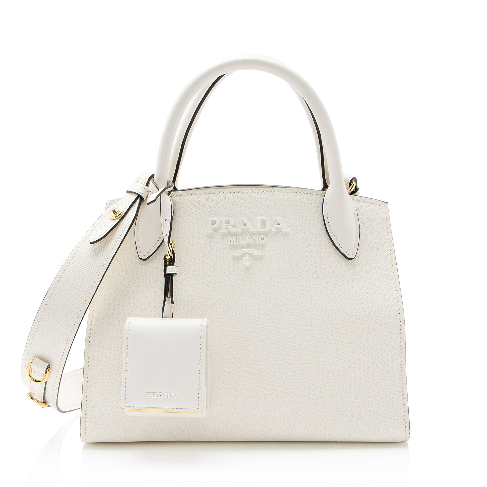 Prada Saffiano Cuir Leather Monochrome Small Tote