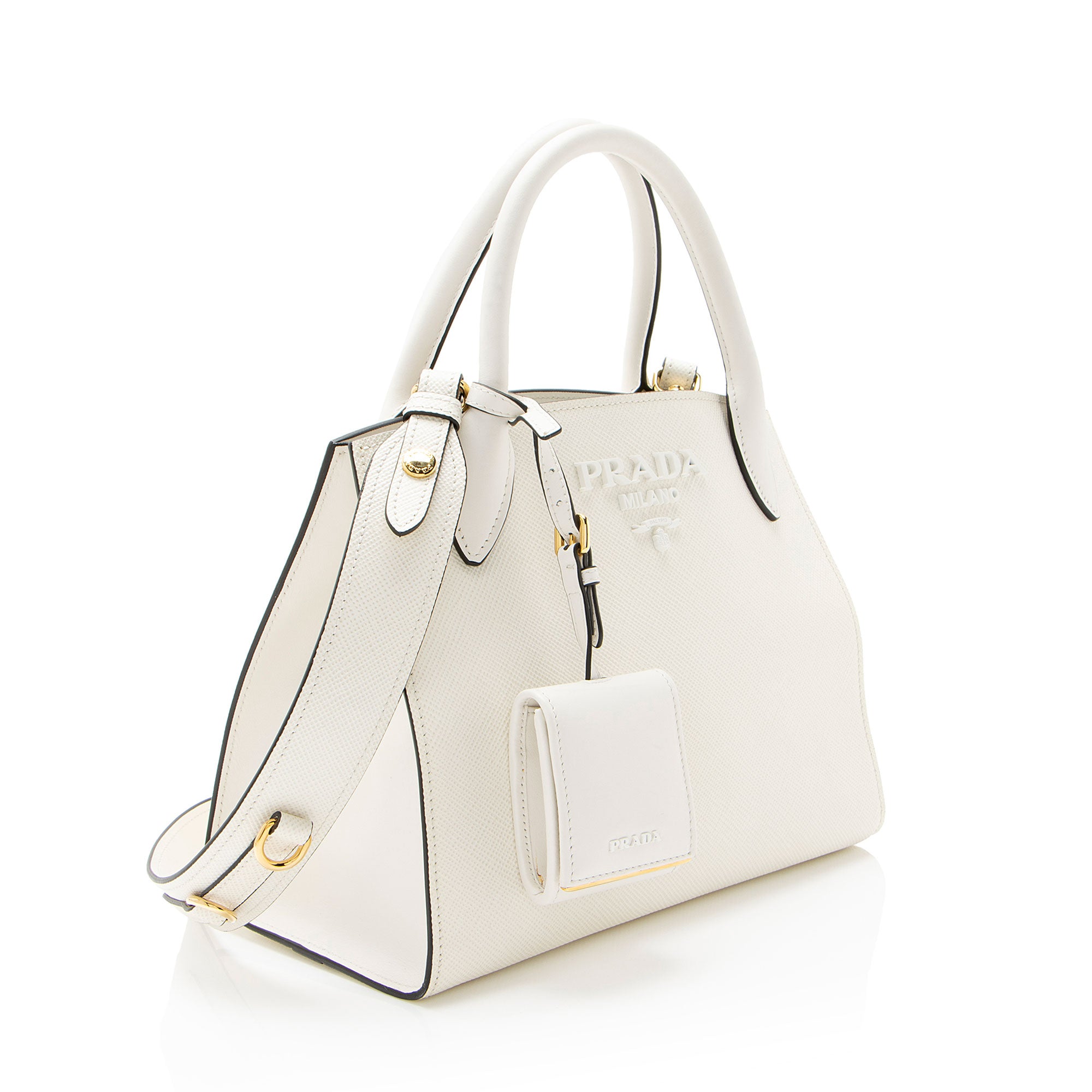 Prada Saffiano Cuir Leather Monochrome Small Tote