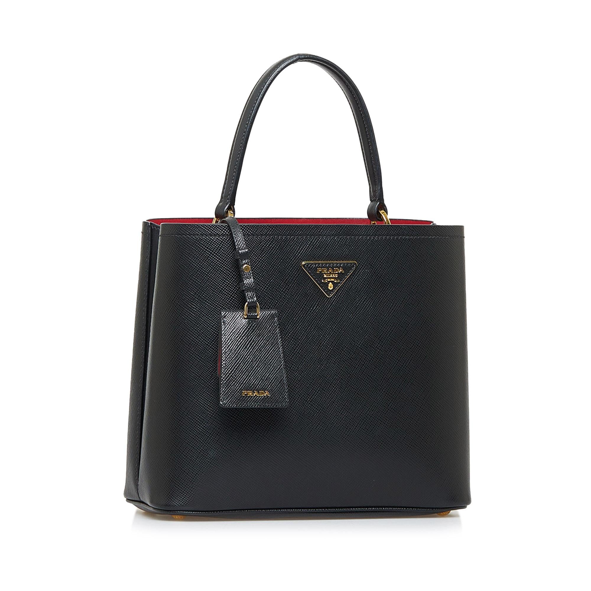 Prada Saffiano Cuir Panier Double Leather Satchel (SHG-2xo4Ko)