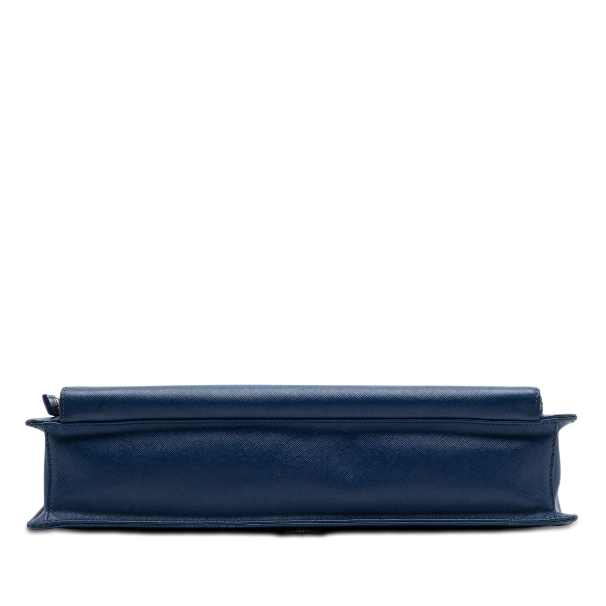 Prada Saffiano Cuir Travel Front Zip Pocket Briefcase