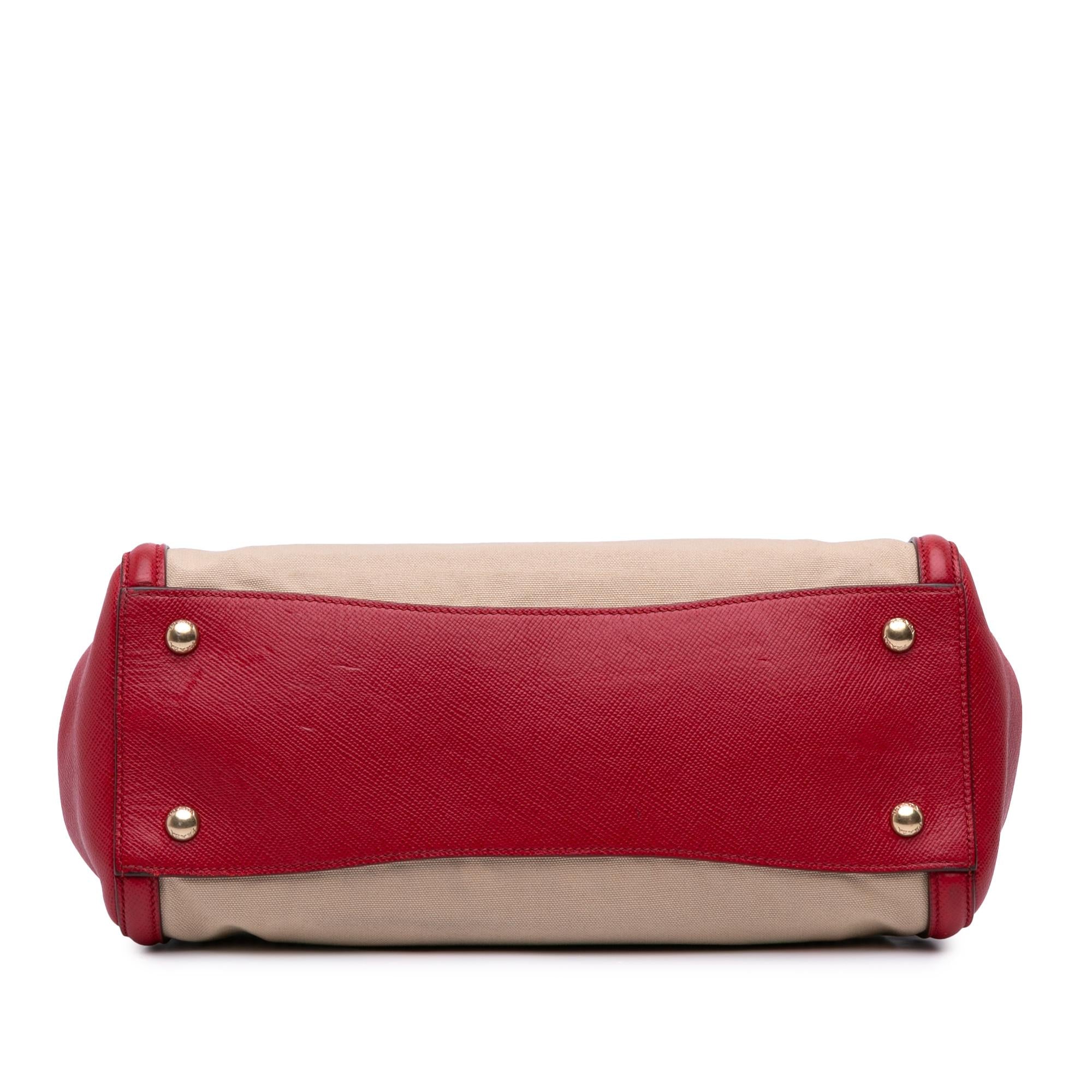 Prada Saffiano Cuir Trimmed Canapa Satchel