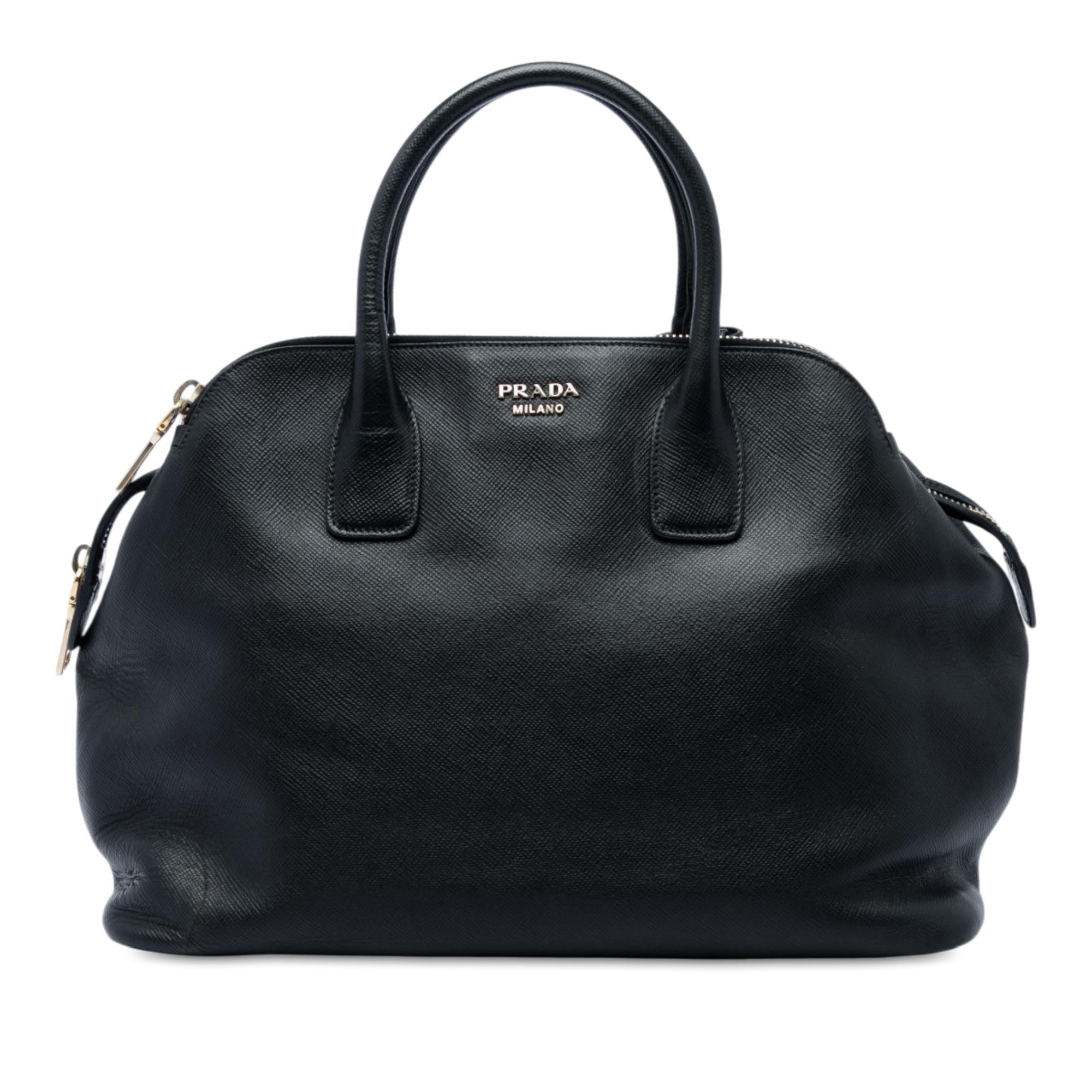 Prada Saffiano Cuir Triple Zip Dome Top Handle Bag