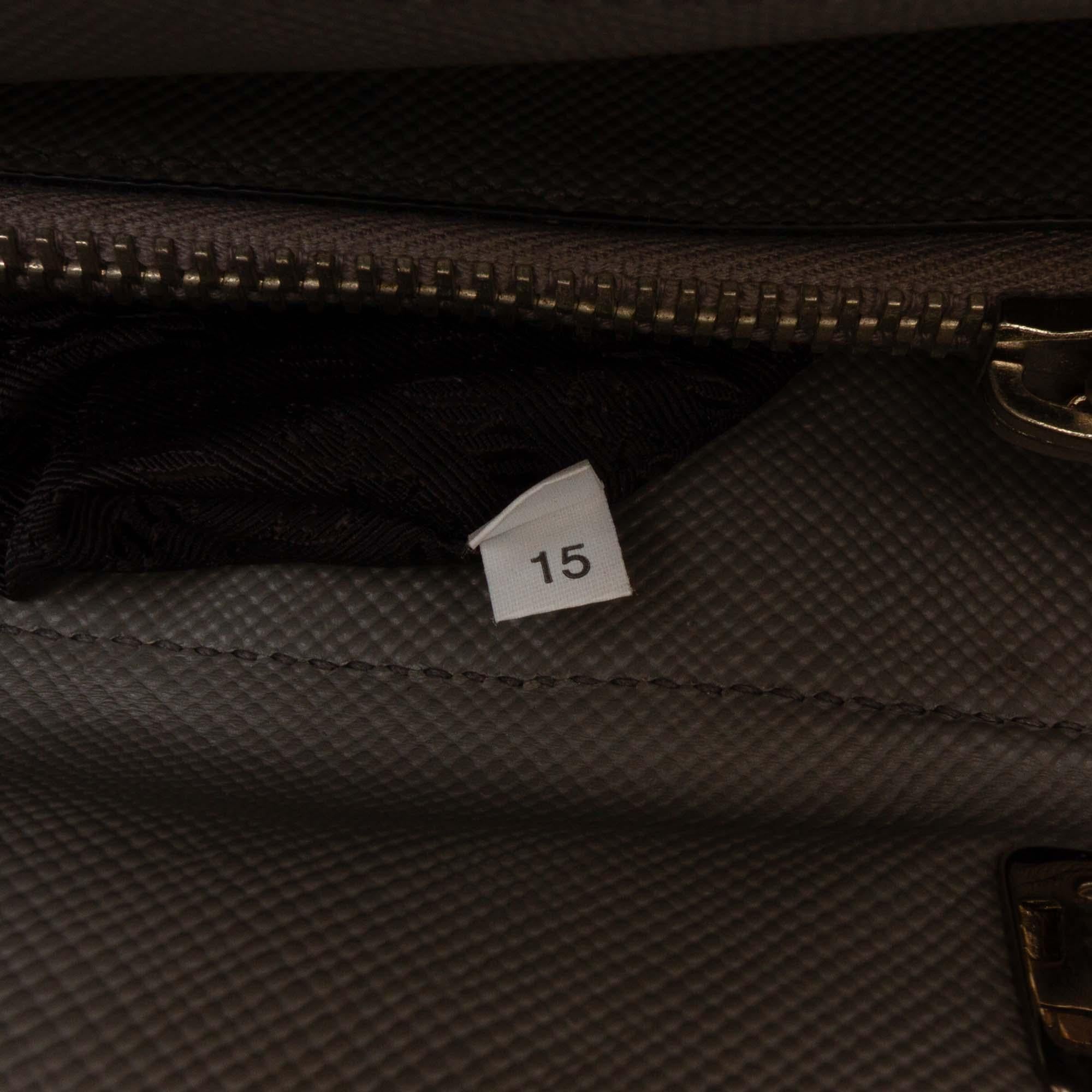 Prada Saffiano Cuir Turnlock Twin Satchel