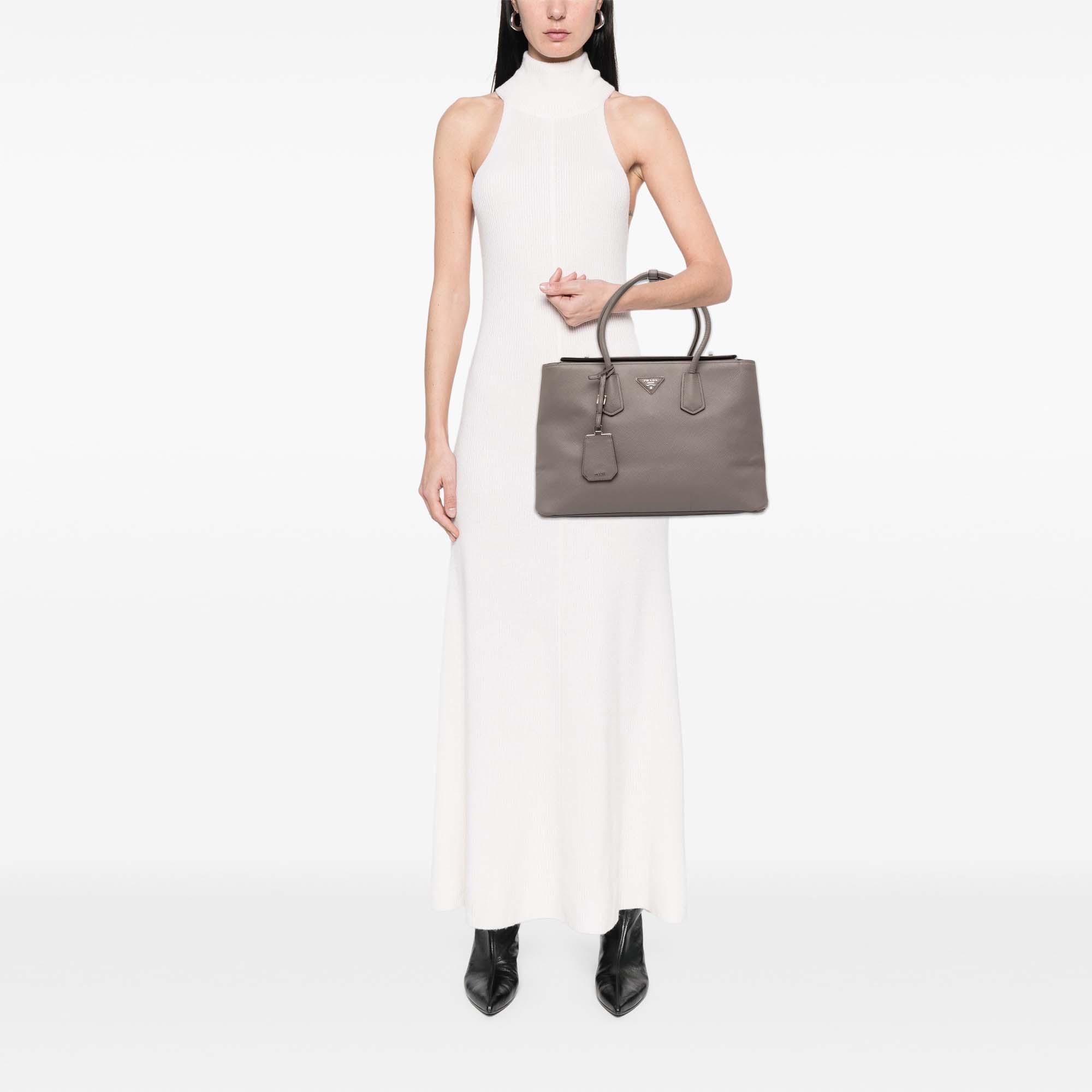 Prada Saffiano Cuir Turnlock Twin Satchel