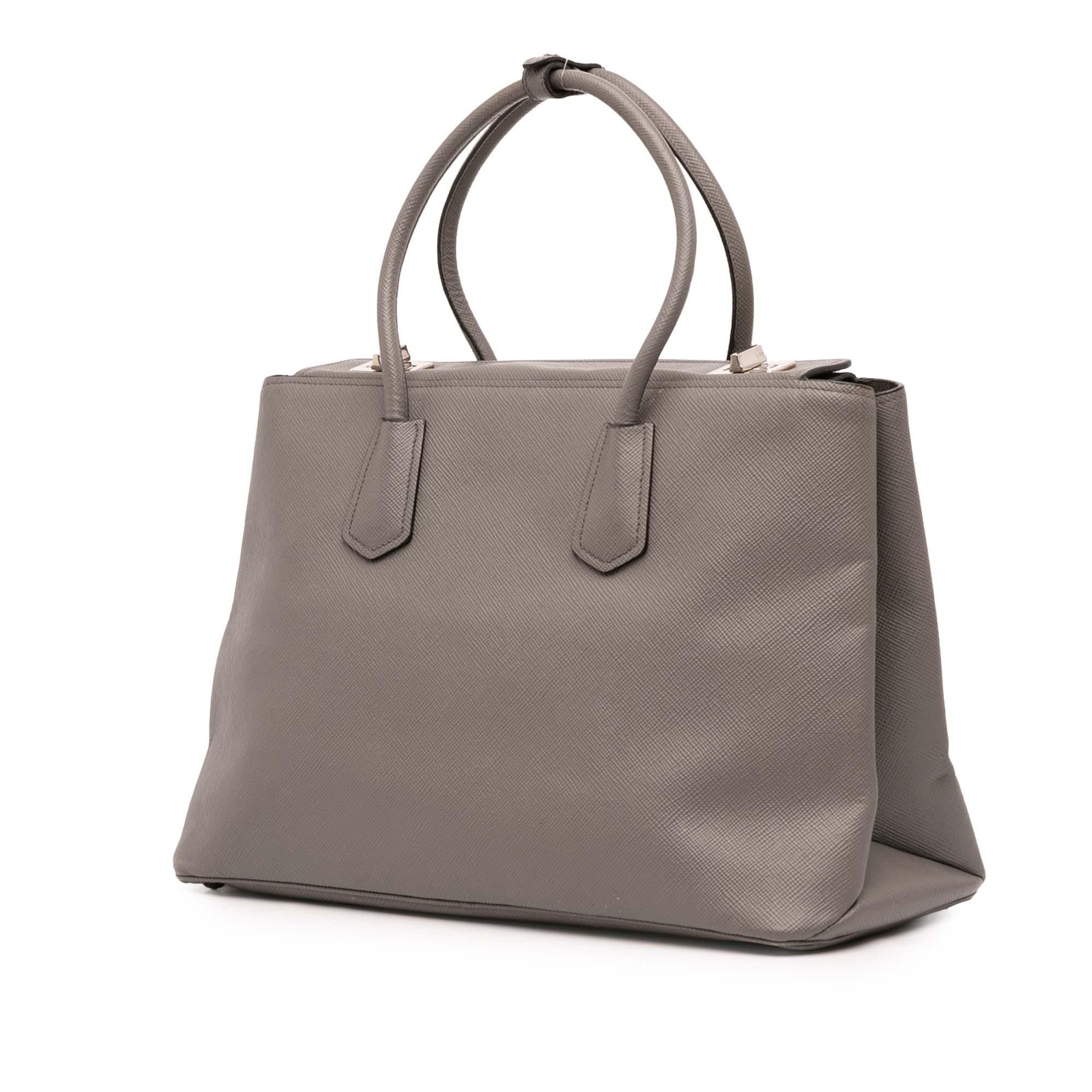 Prada Saffiano Cuir Turnlock Twin Satchel