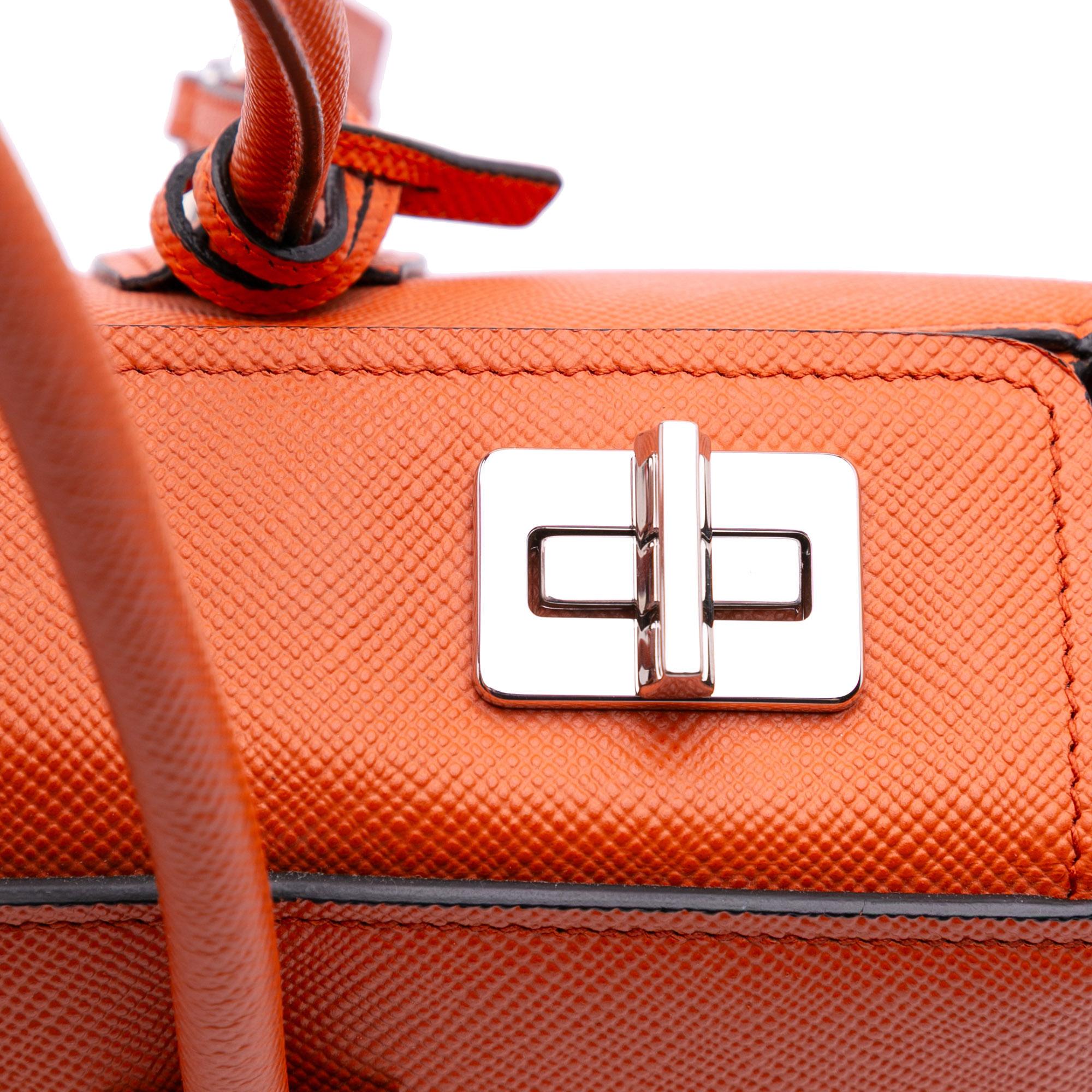 Prada Saffiano Cuir Turnlock Twin Satchel