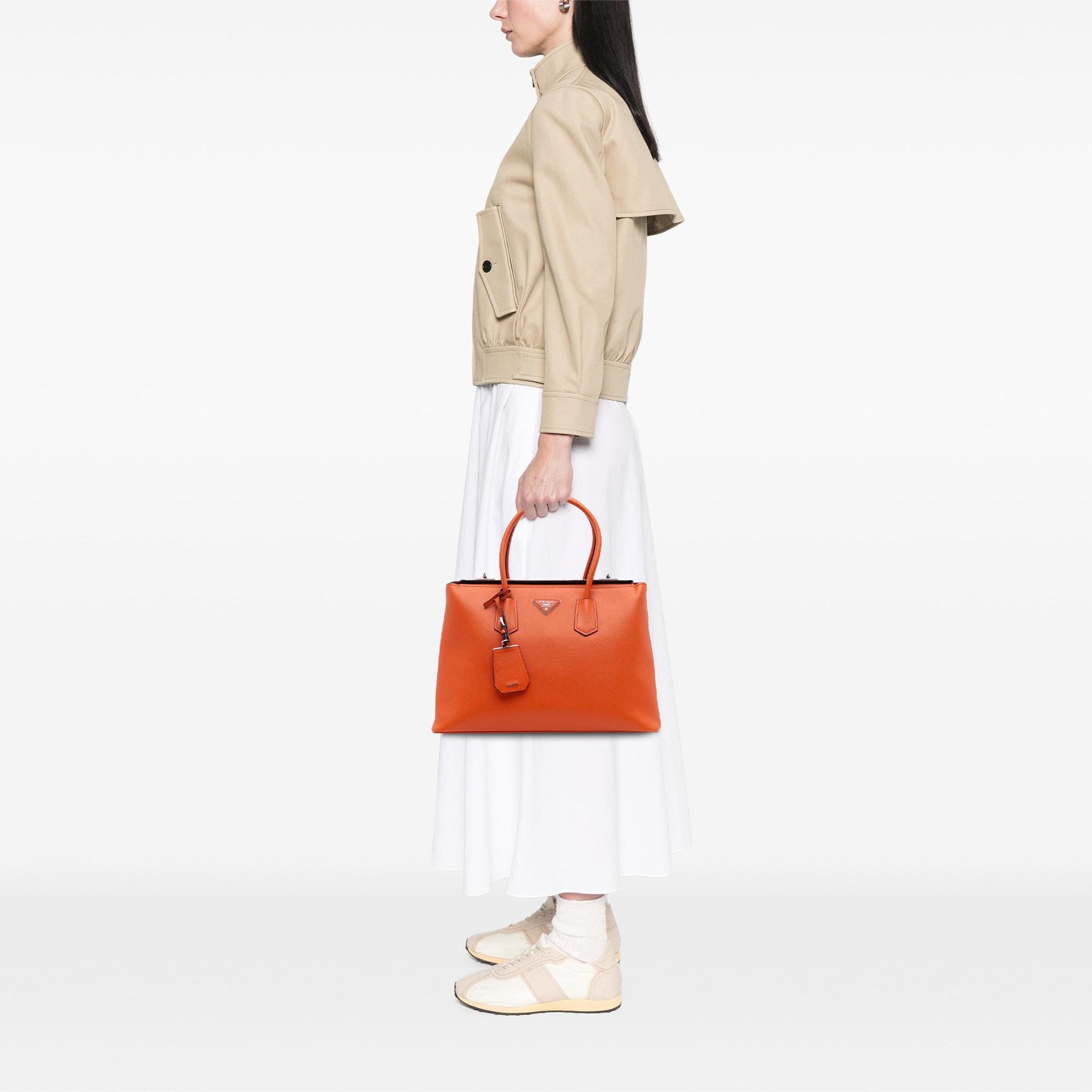 Prada Saffiano Cuir Turnlock Twin Satchel