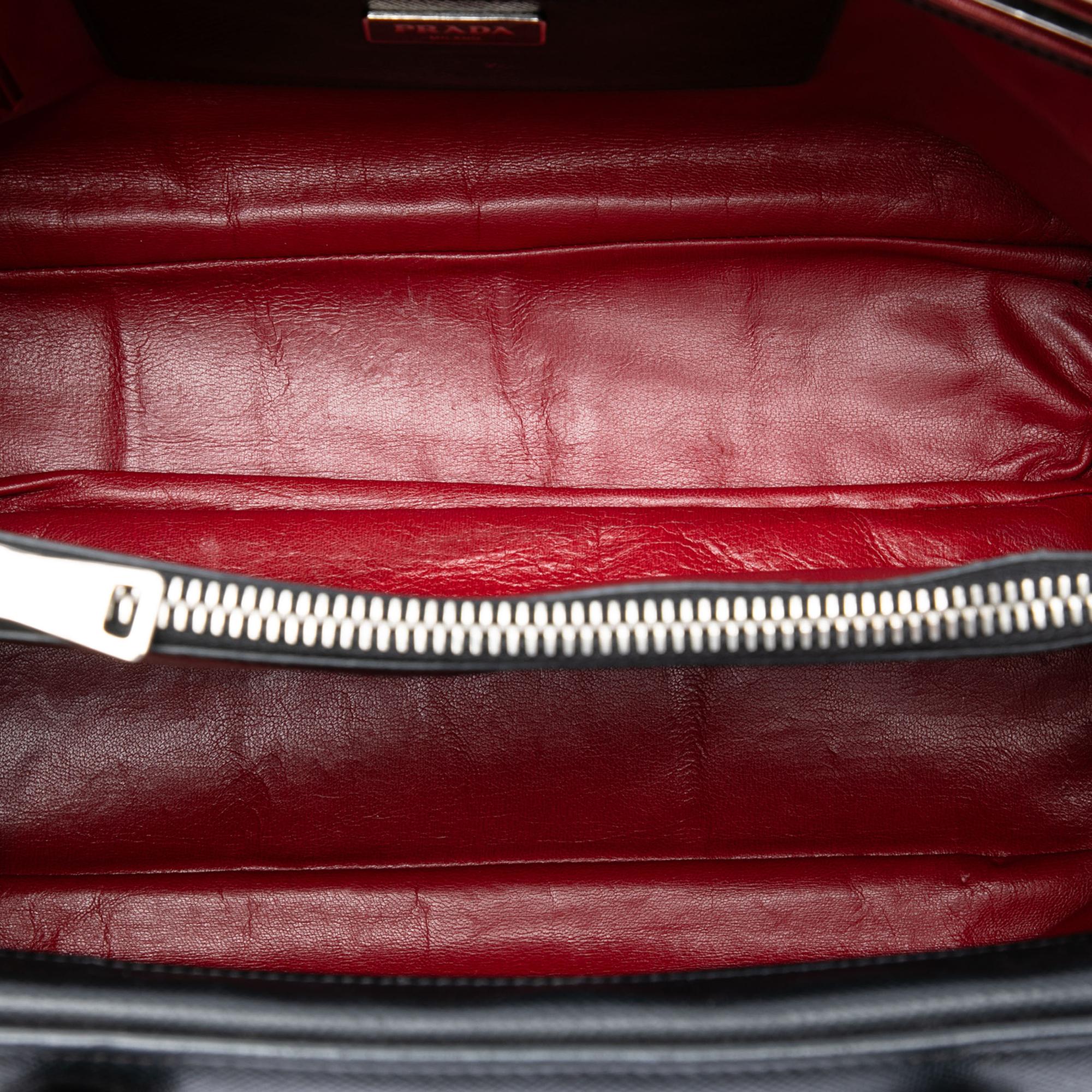 Prada Saffiano Cuir Turnlock Twin Satchel