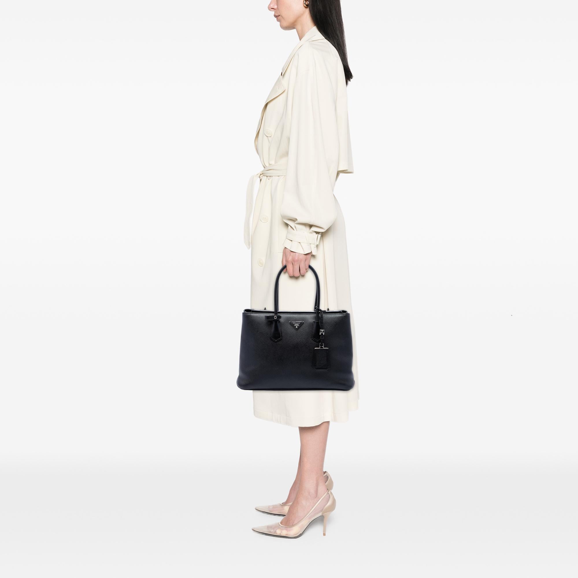 Prada Saffiano Cuir Turnlock Twin Satchel