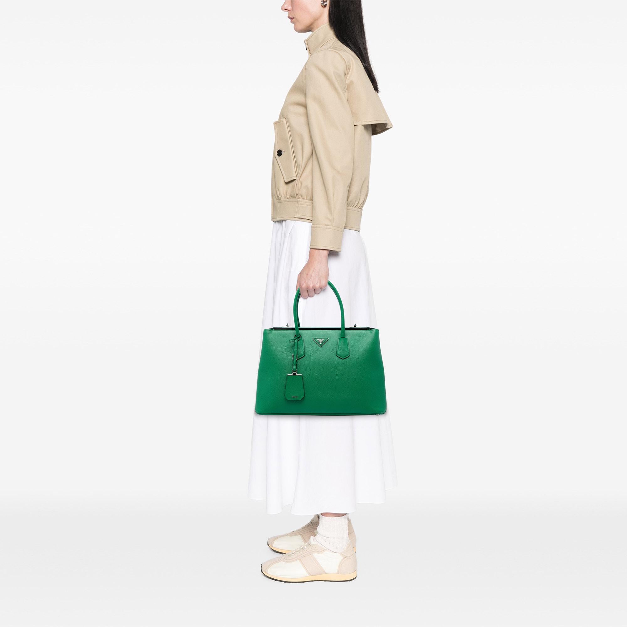 Prada Saffiano Cuir Turnlock Twin Satchel