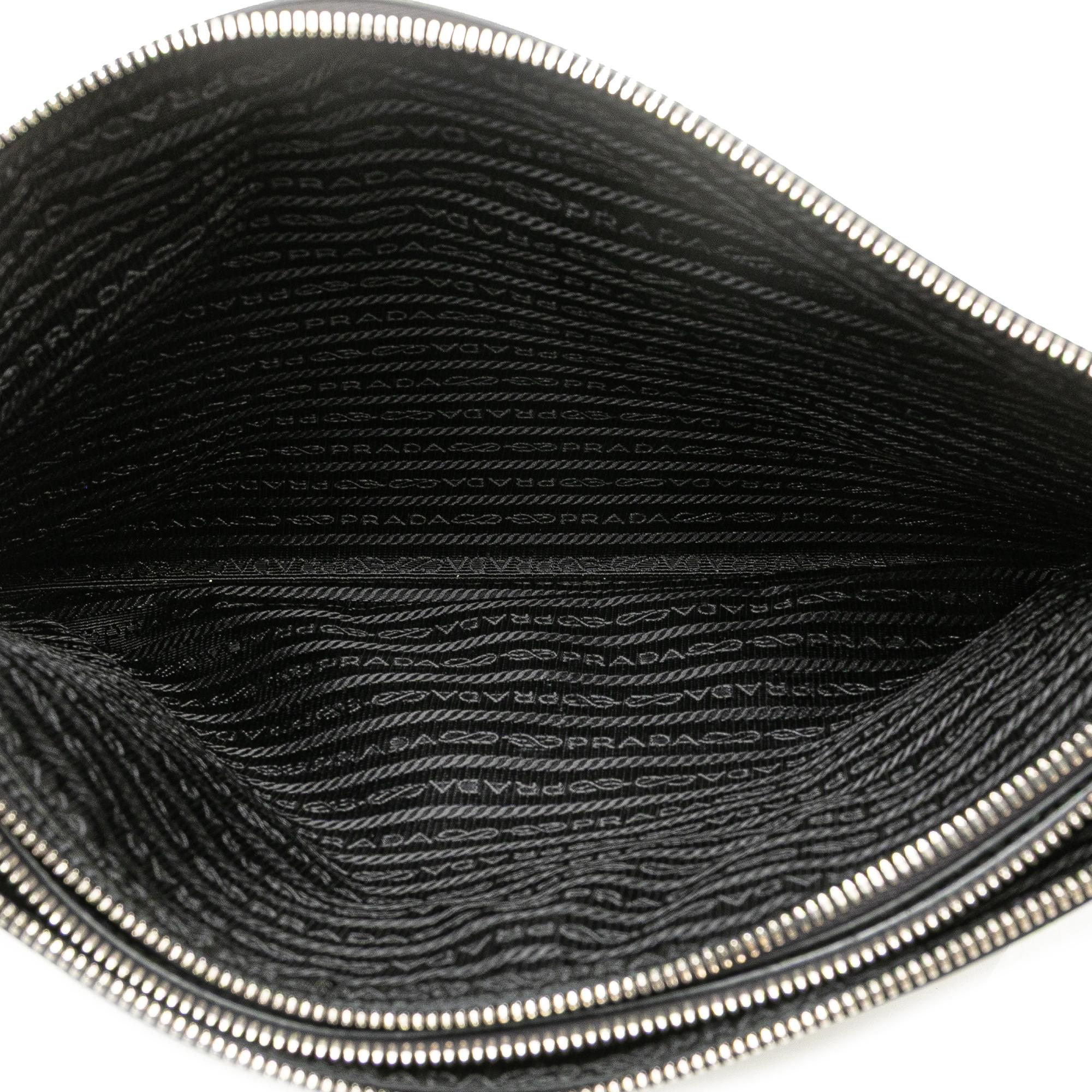 Prada Saffiano Double Zip Clutch