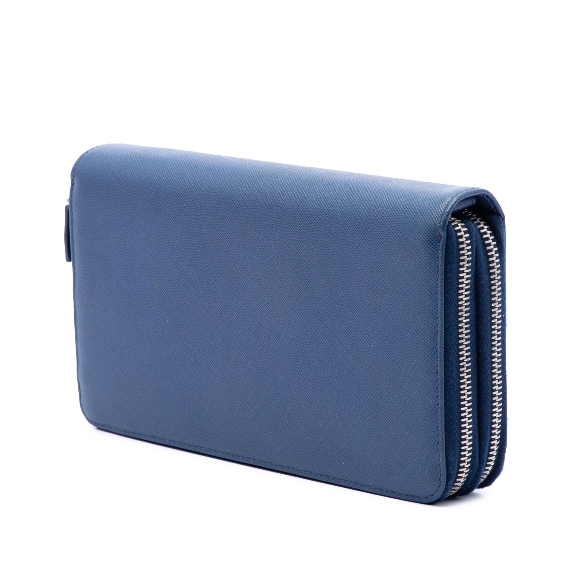 Prada Saffiano Double Zip Long Wallet