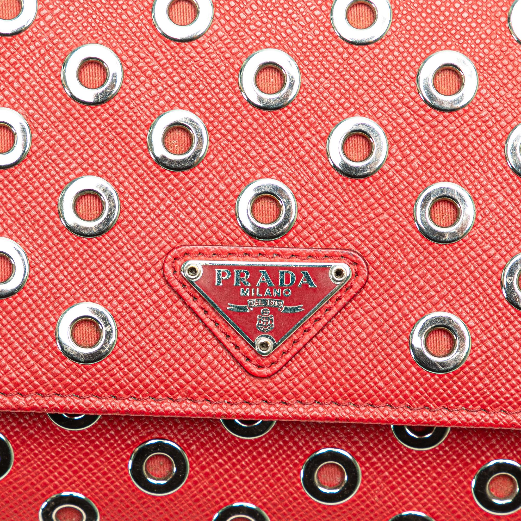 Prada Saffiano Grommet Wallet On Chain