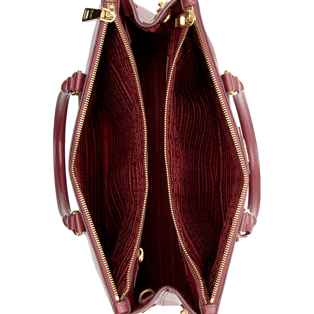 Prada Saffiano Leather Lux Double Zip Medium Tote (SHF-16358)