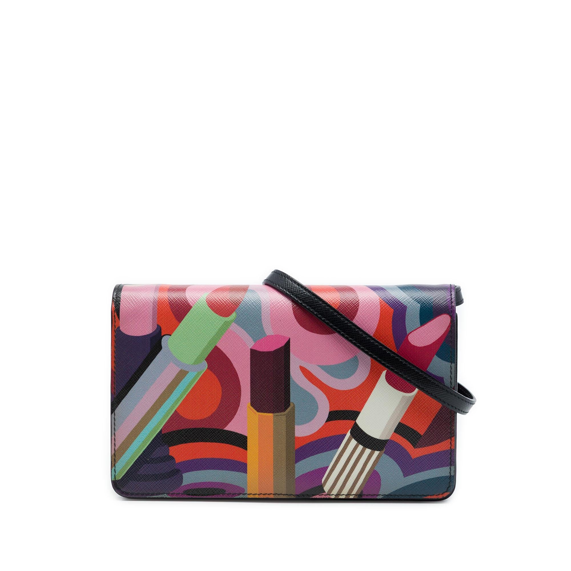 Prada Saffiano Lipstick Print Wallet on Strap