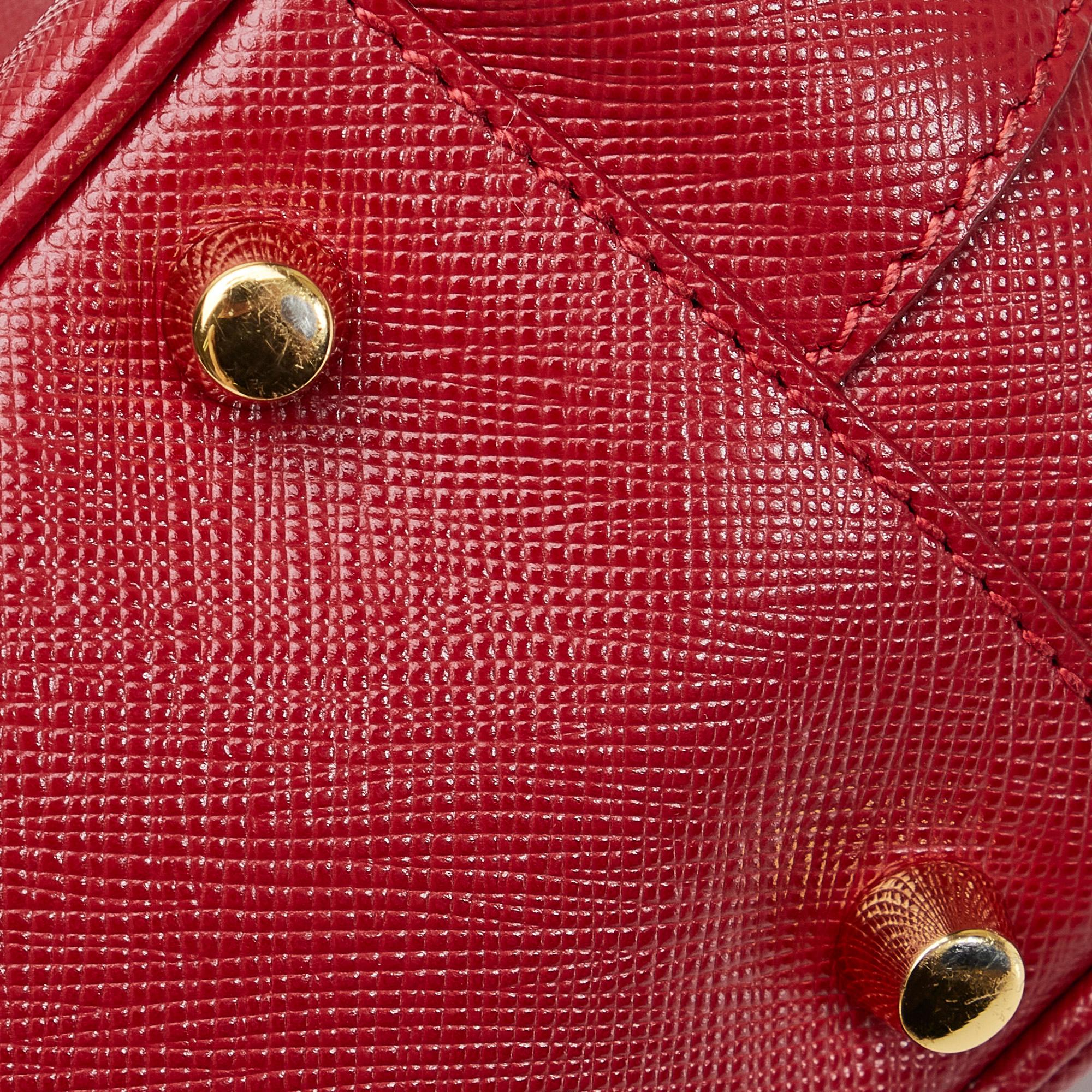 Prada Saffiano Lux Bauletto Handbag (SHG-my19Yr)