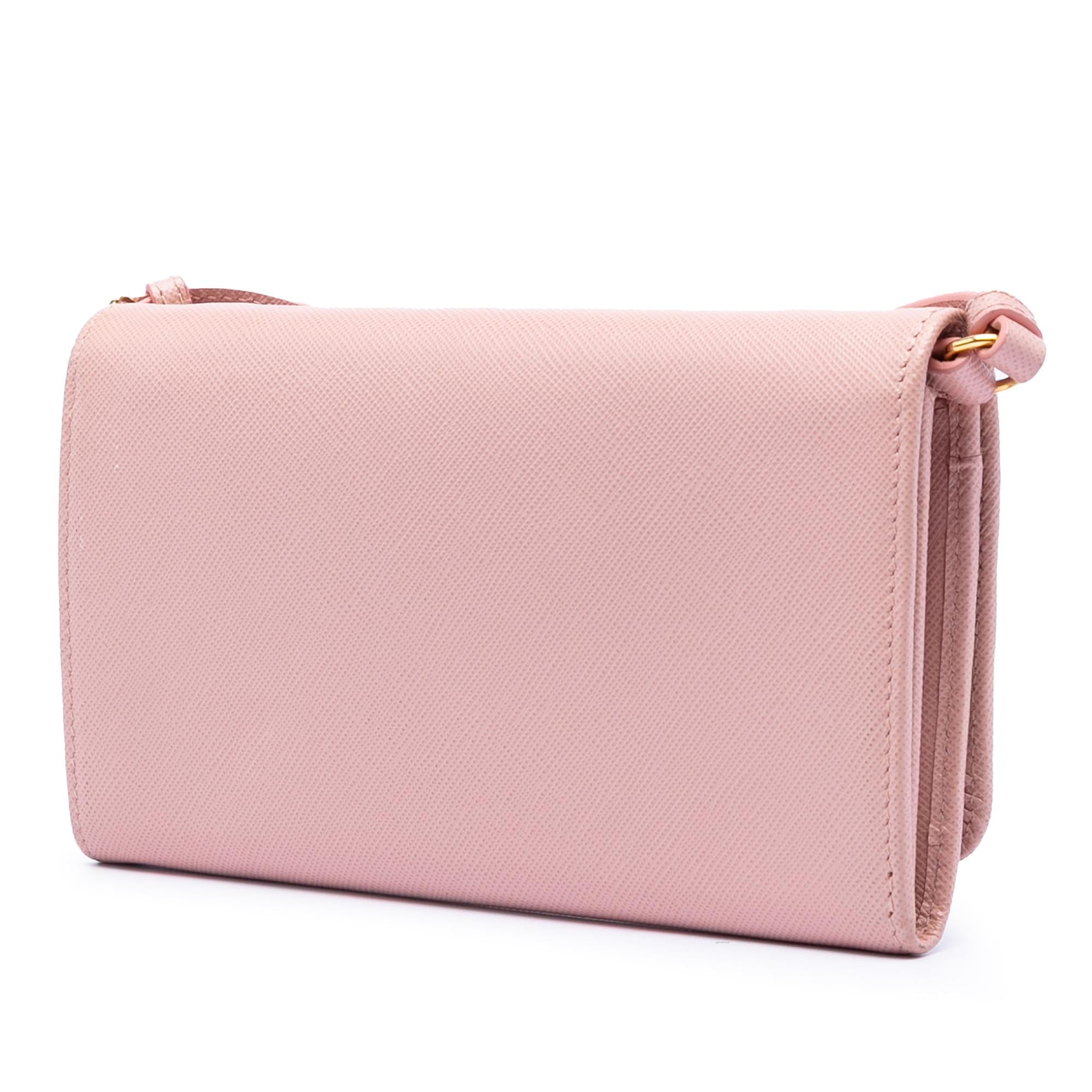 Prada Saffiano Lux Bow Wallet On Strap