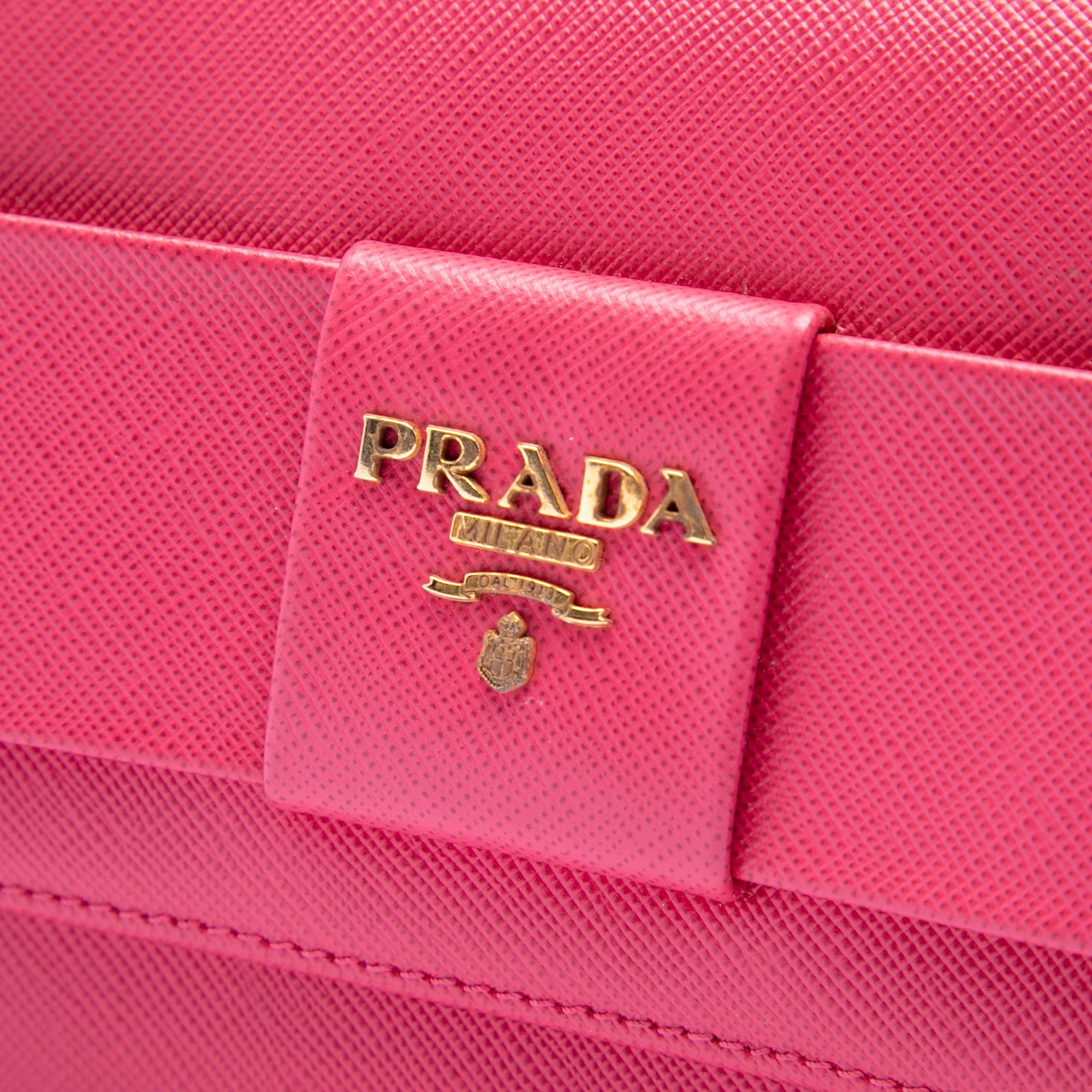 Prada Saffiano Lux Bow Wallet On Strap