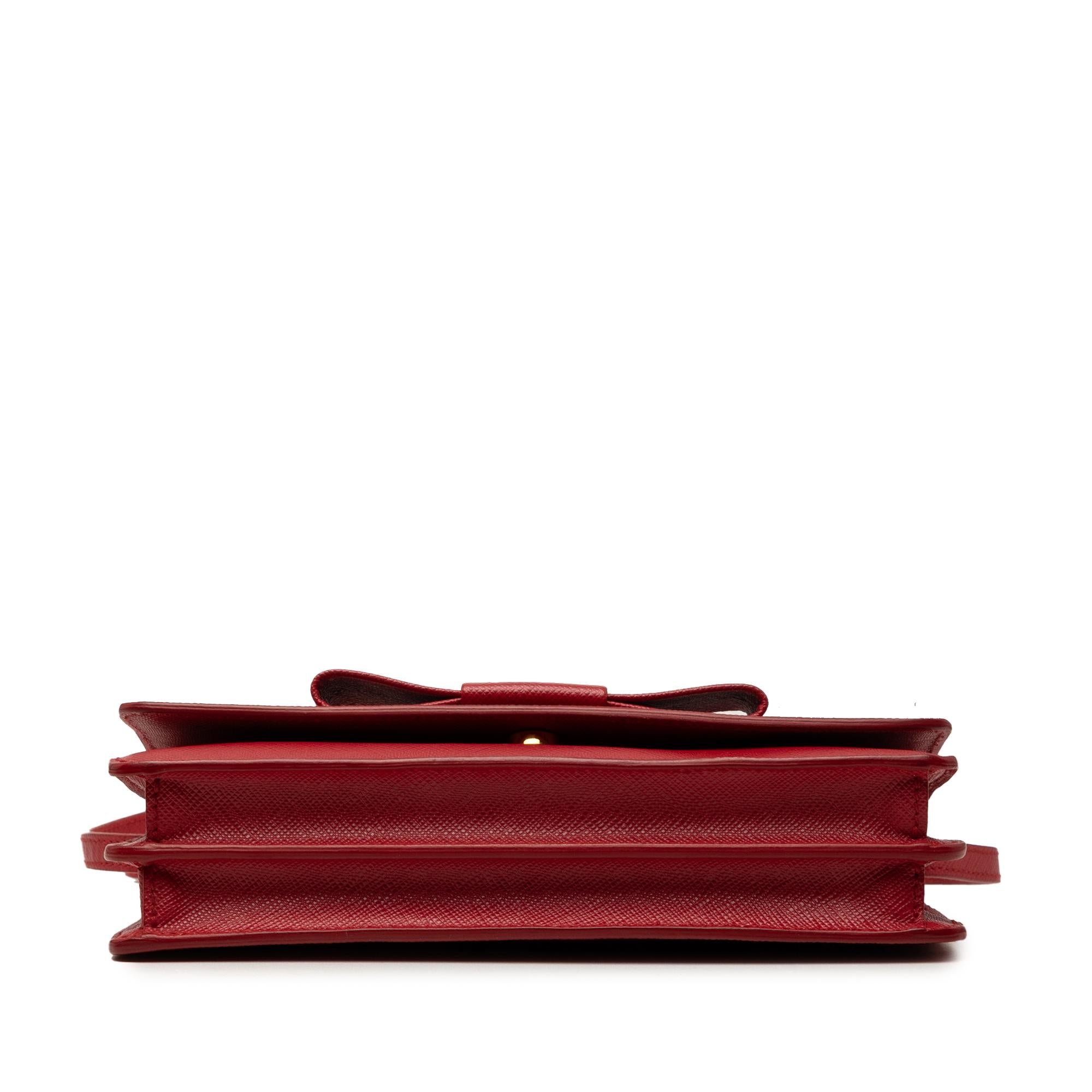 Prada Saffiano Lux Bow Wallet On Strap