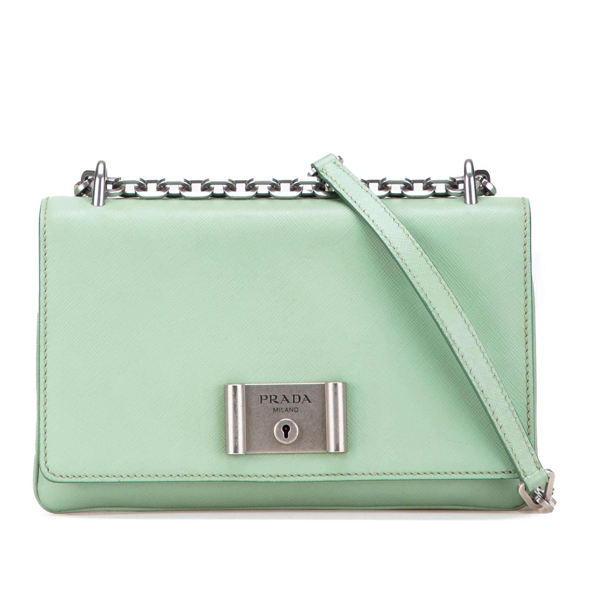 Prada Saffiano Lux Chain Lock Flap