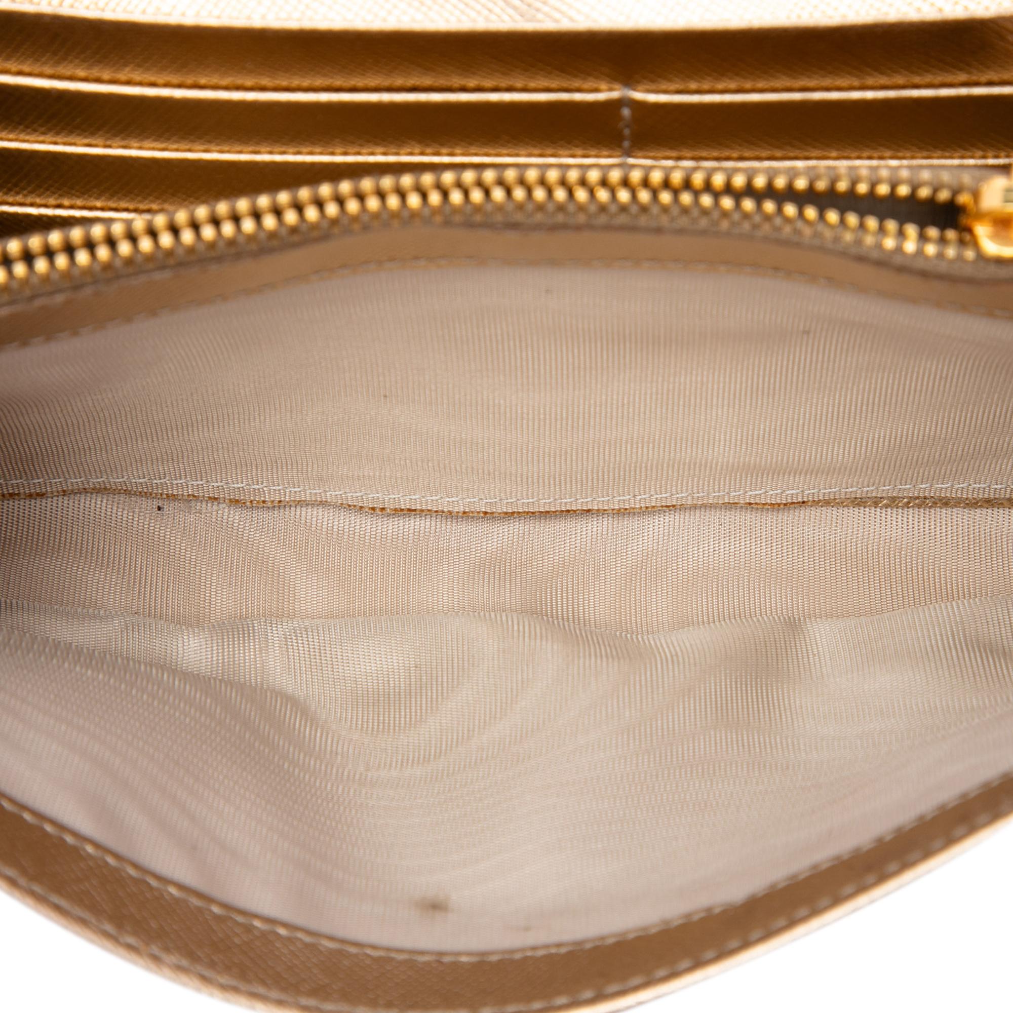 Prada Saffiano Lux Crystal Embellished Continental Wallet