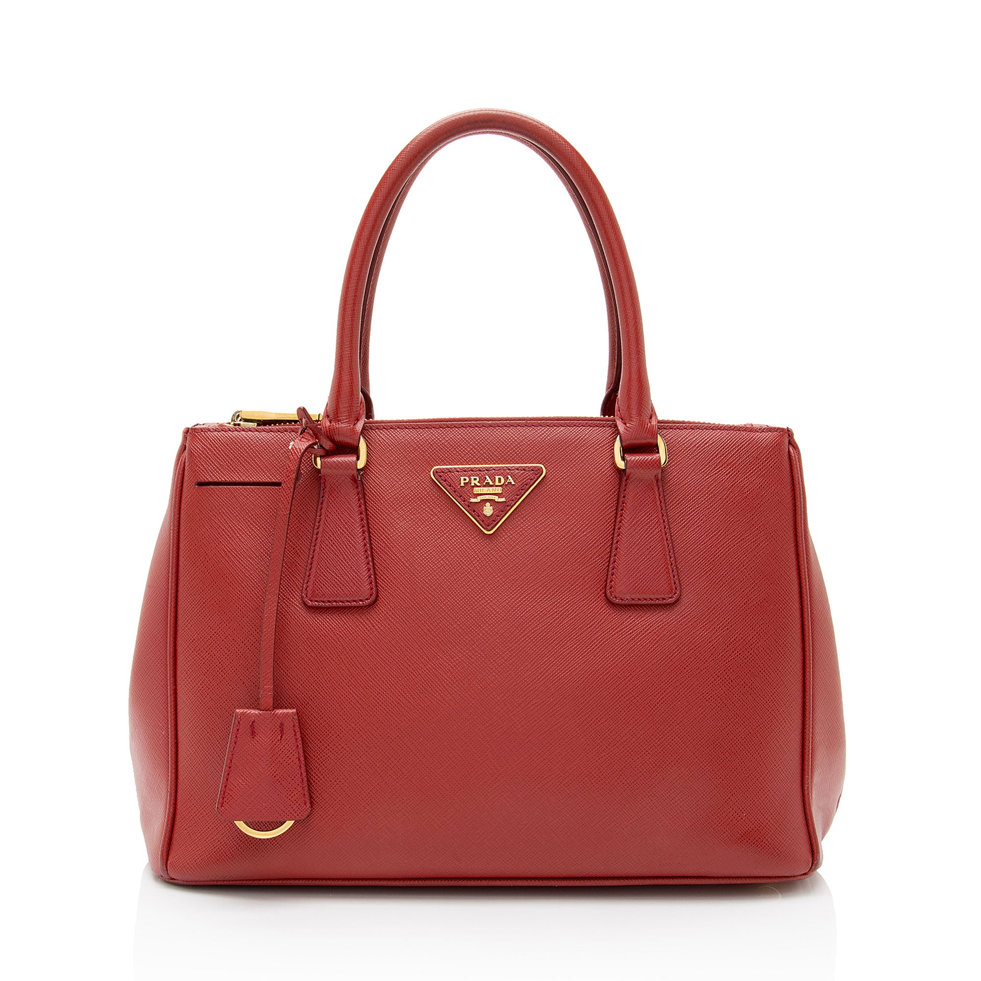 Prada Saffiano Lux Double Zip Small Tote (SHF-cQ8oS7)