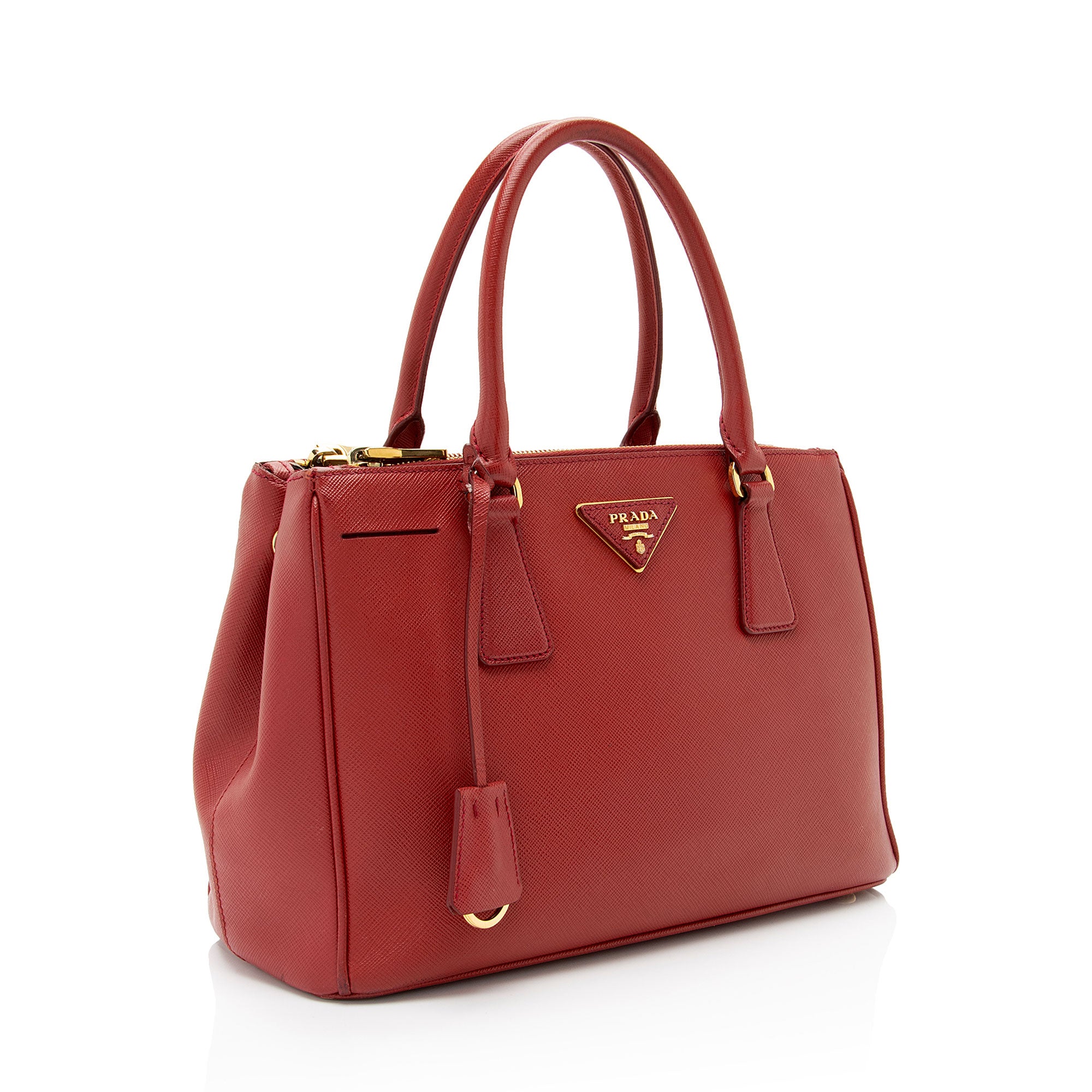 Prada Saffiano Lux Double Zip Small Tote (SHF-cQ8oS7)