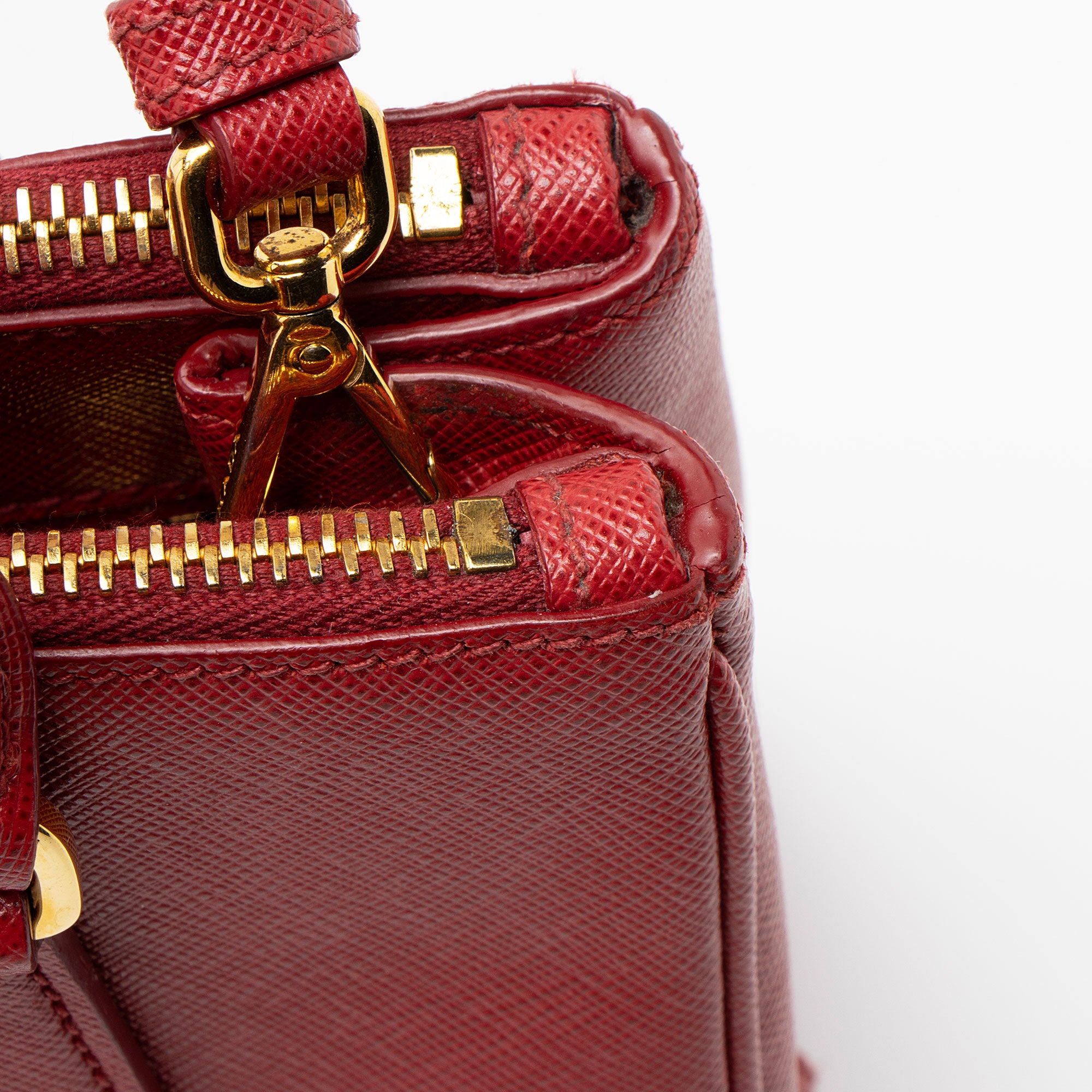 Prada Saffiano Lux Double Zip Small Tote