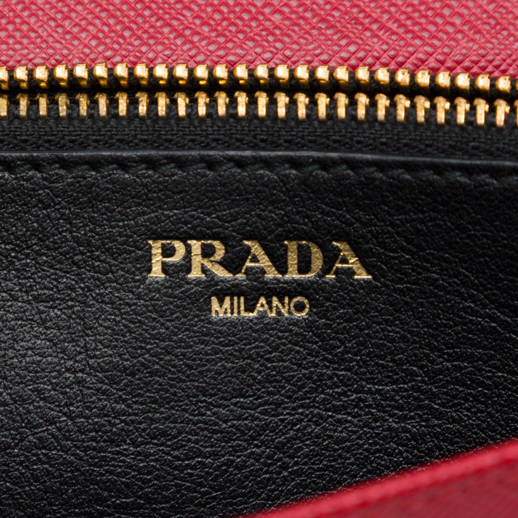 Prada Saffiano Lux Flip Lock Wallet on Chain