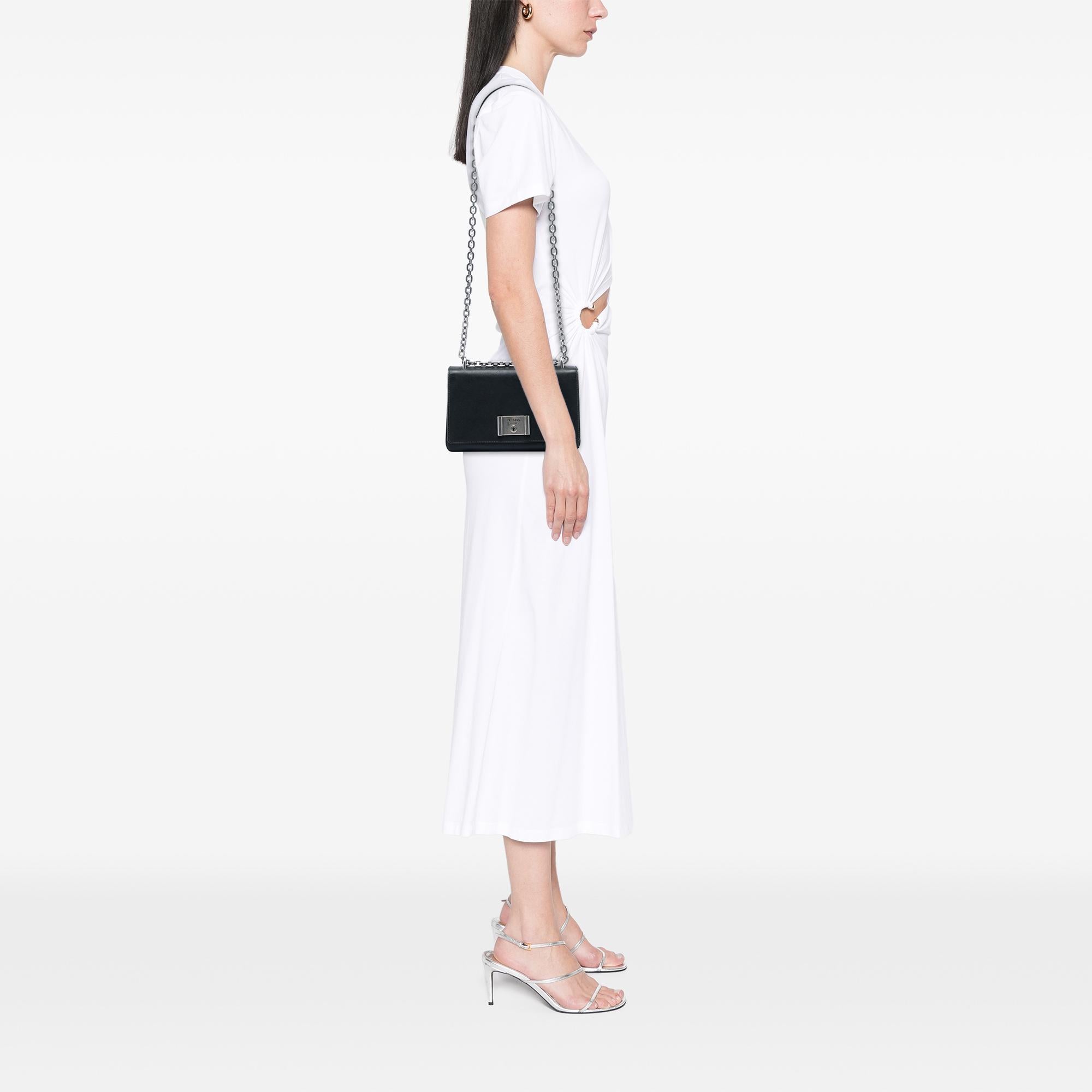 Prada Saffiano Lux Lock Chain Flap