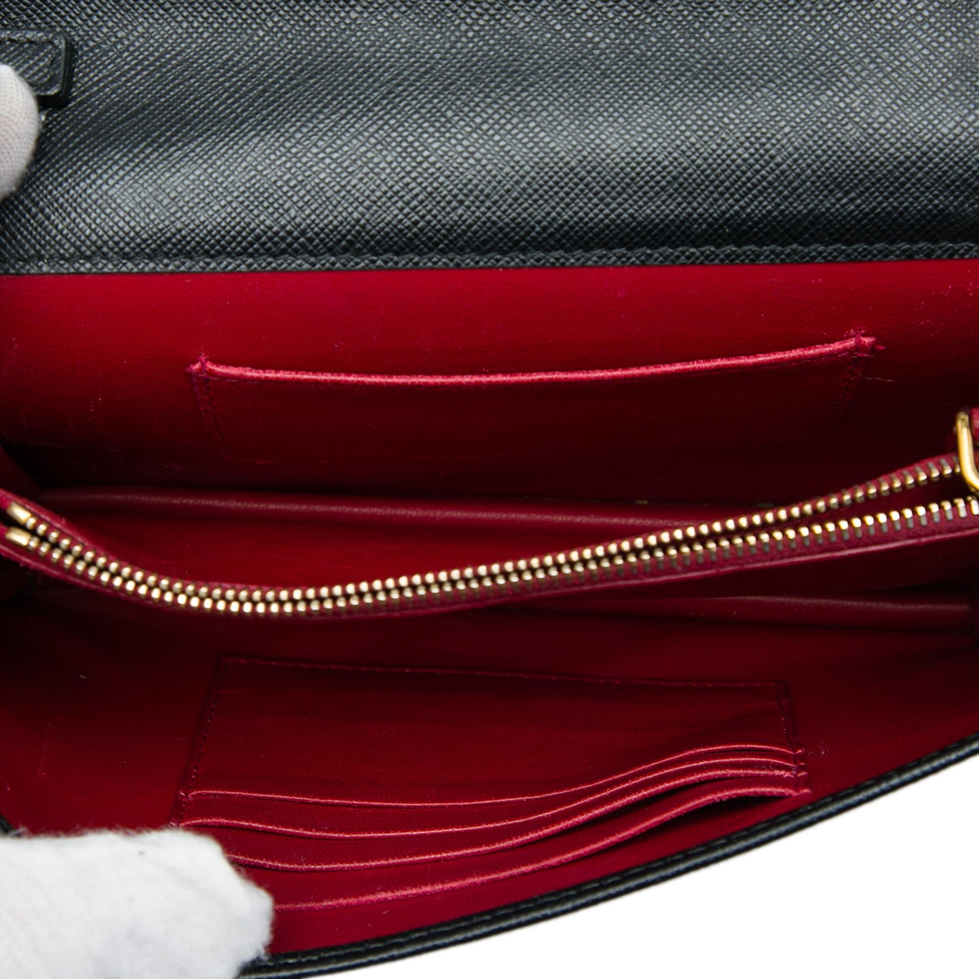 Prada Saffiano Lux Monochrome Wallet on Chain