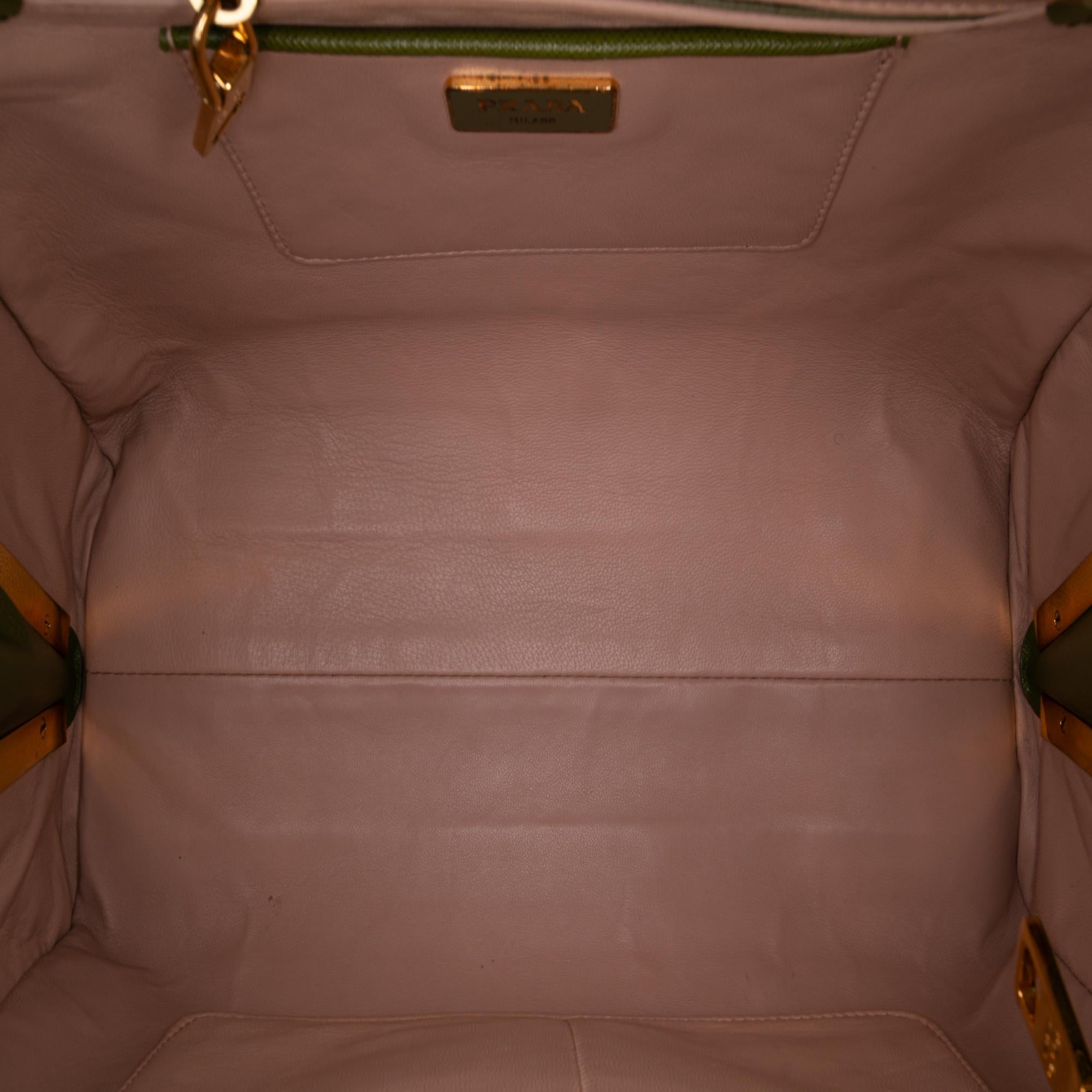Prada Saffiano Lux Pyramid Frame Handbag