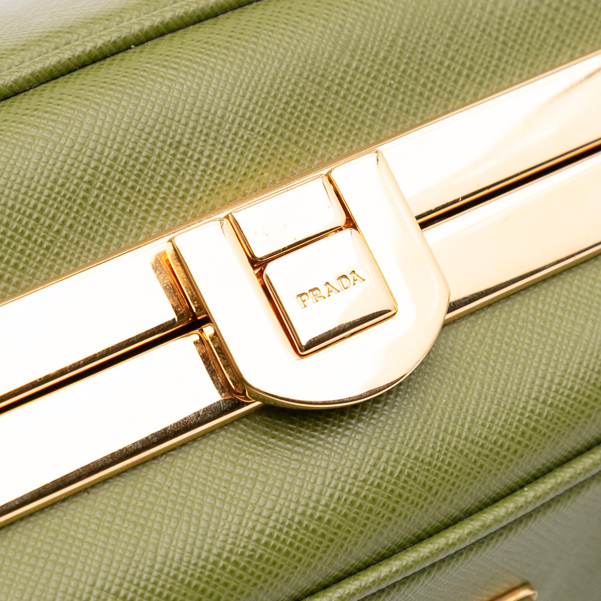 Prada Saffiano Lux Pyramid Frame Handbag