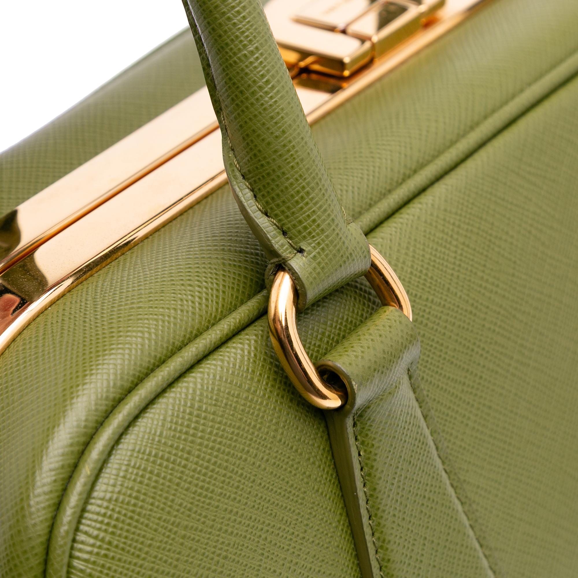 Prada Saffiano Lux Pyramid Frame Handbag