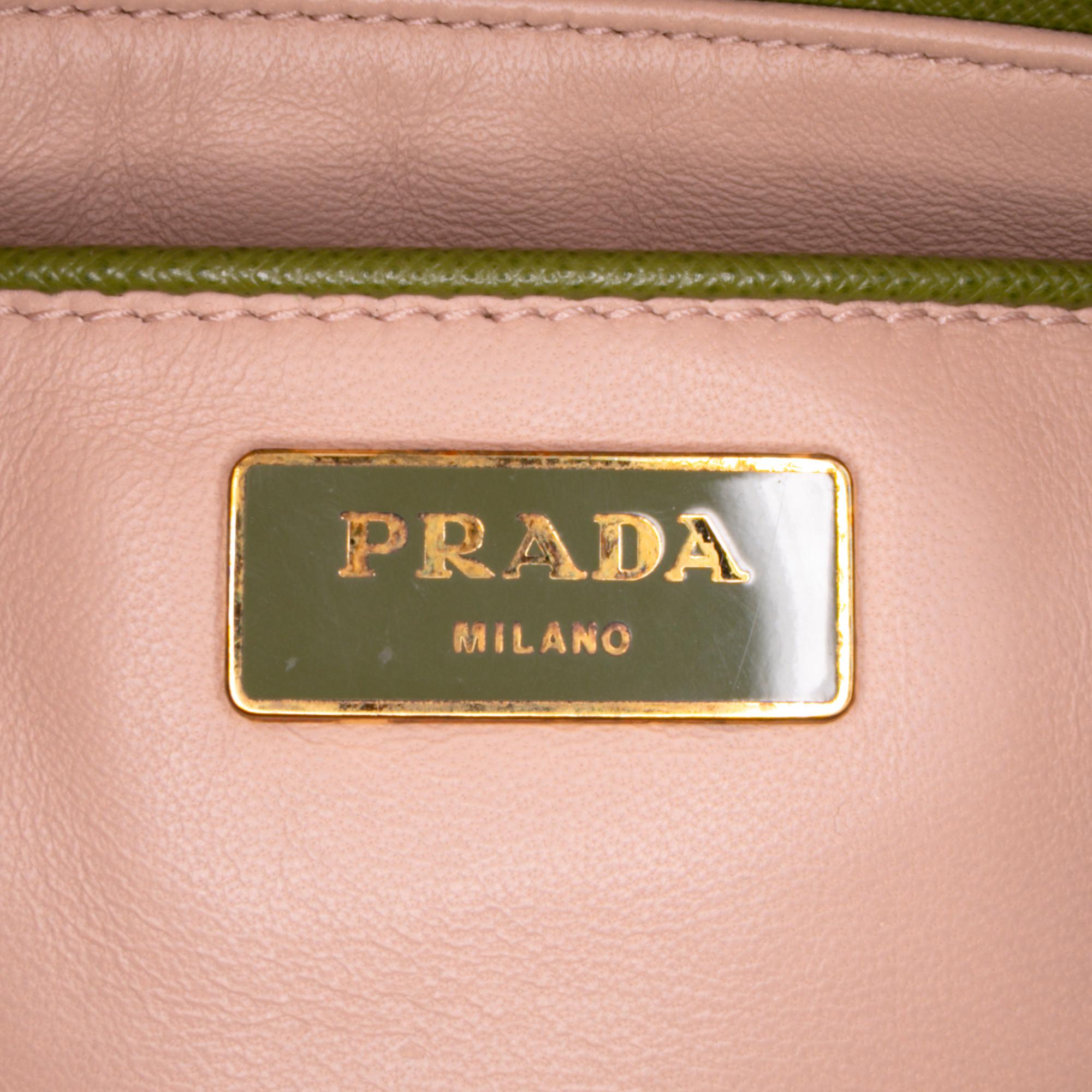 Prada Saffiano Lux Pyramid Frame Handbag