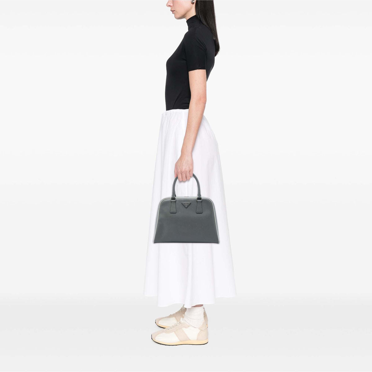 Prada Saffiano Lux Pyramid Frame Handbag