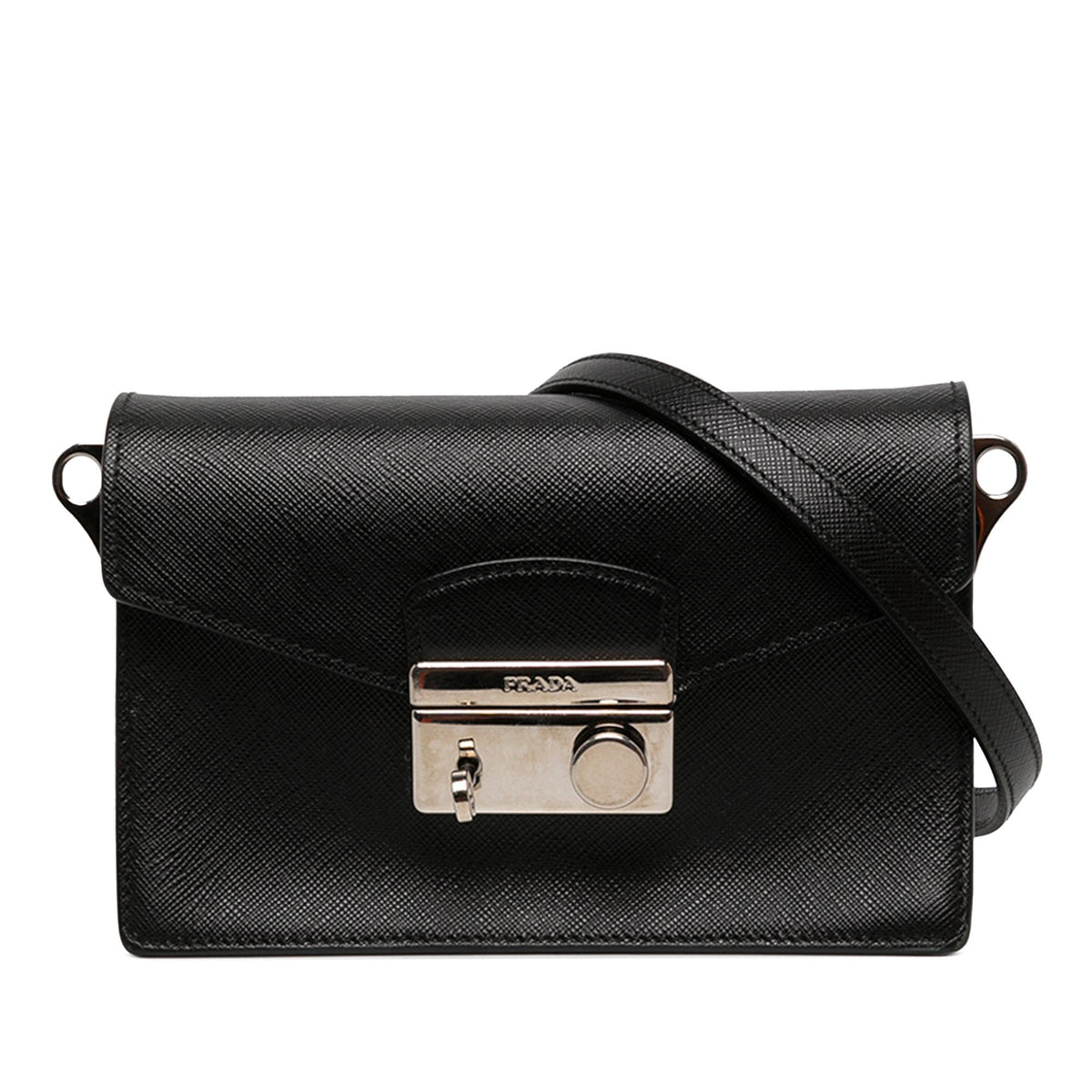 Prada Saffiano Lux Sound Lock Crossbody