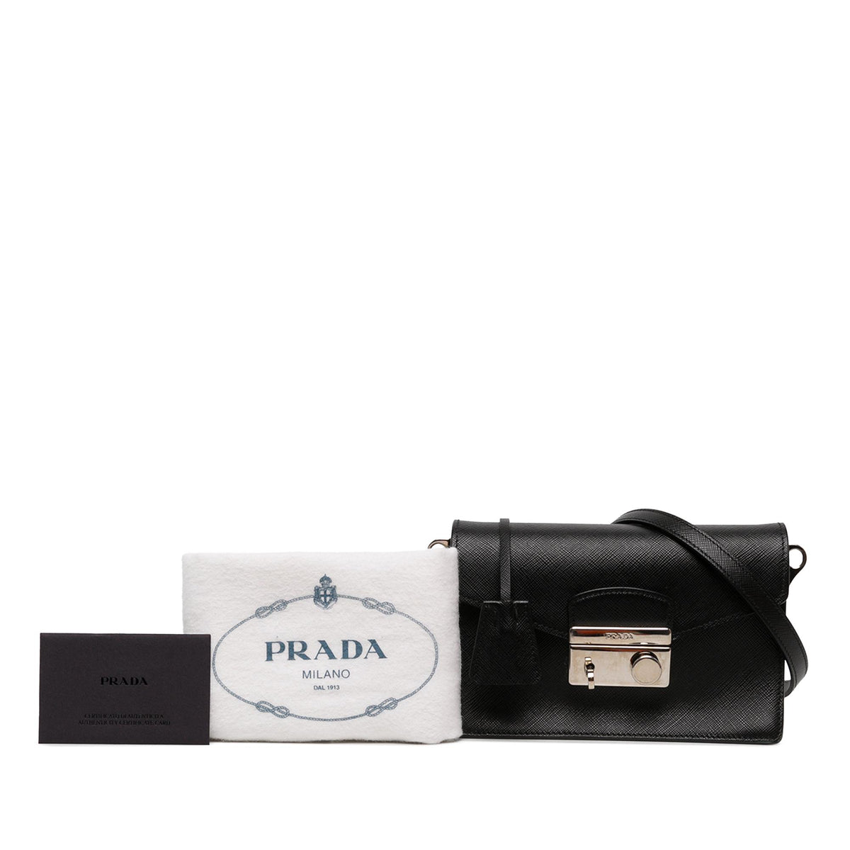 Prada Saffiano Lux Sound Lock Crossbody