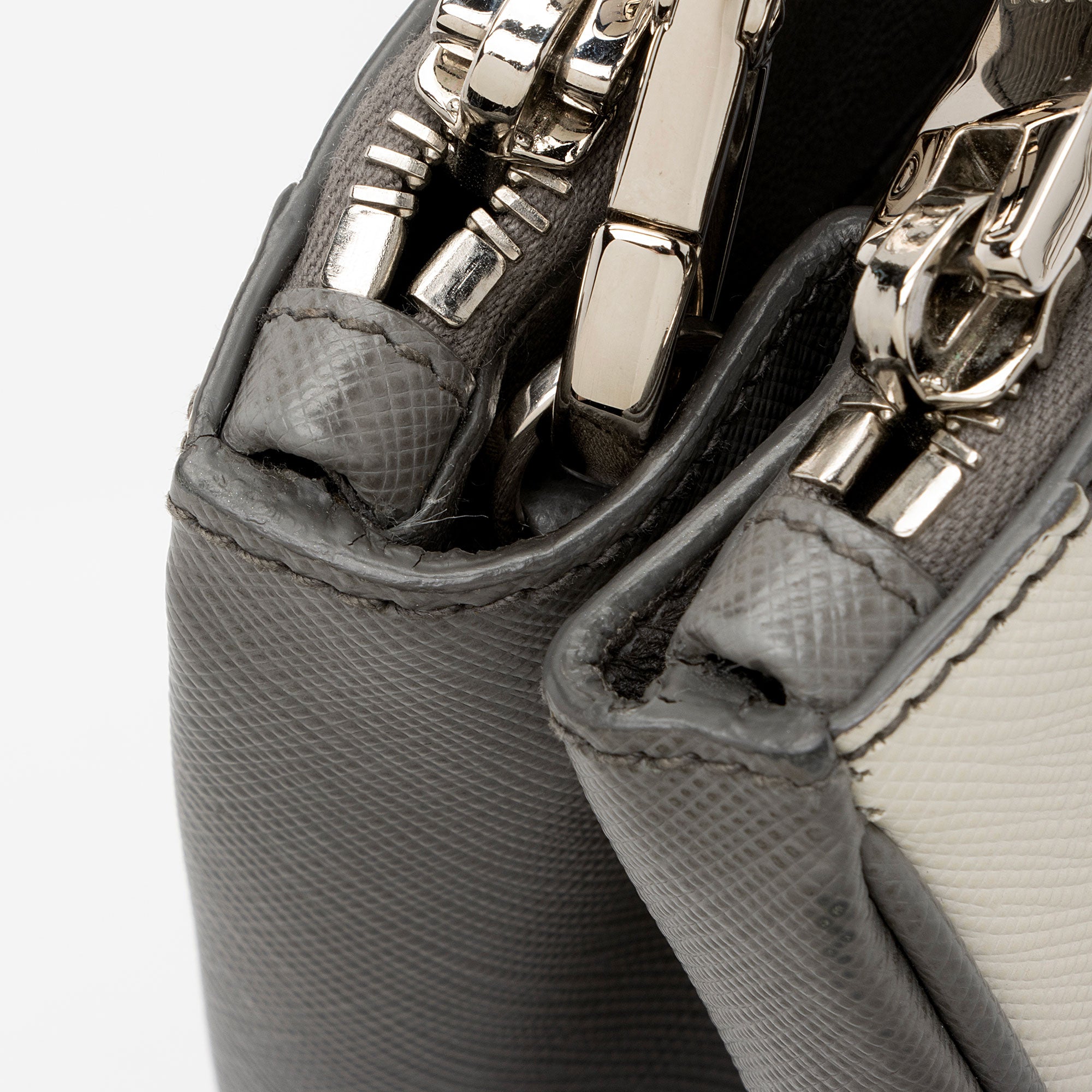 Prada Saffiano Lux Striped Double Zip Small Tote (SHF-Bg3TLJ)