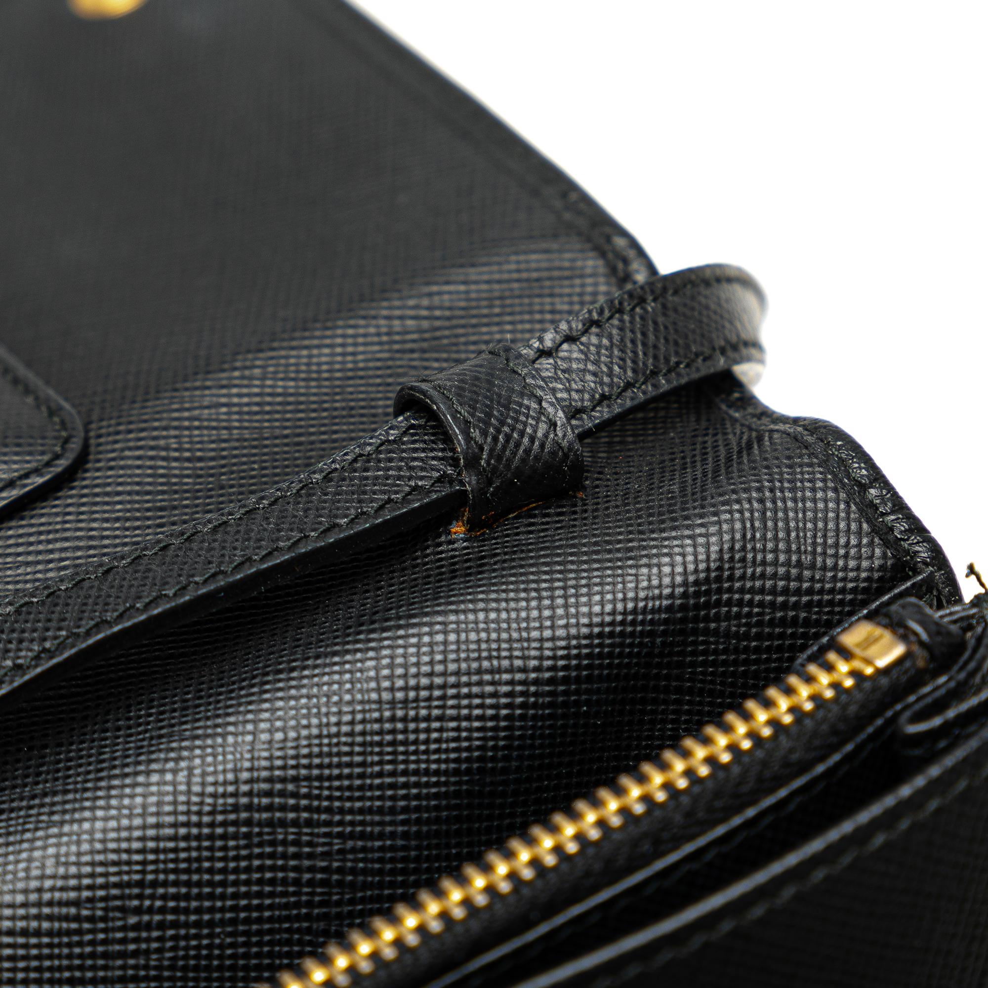 Prada Saffiano Metal Flap Wallet With Strap