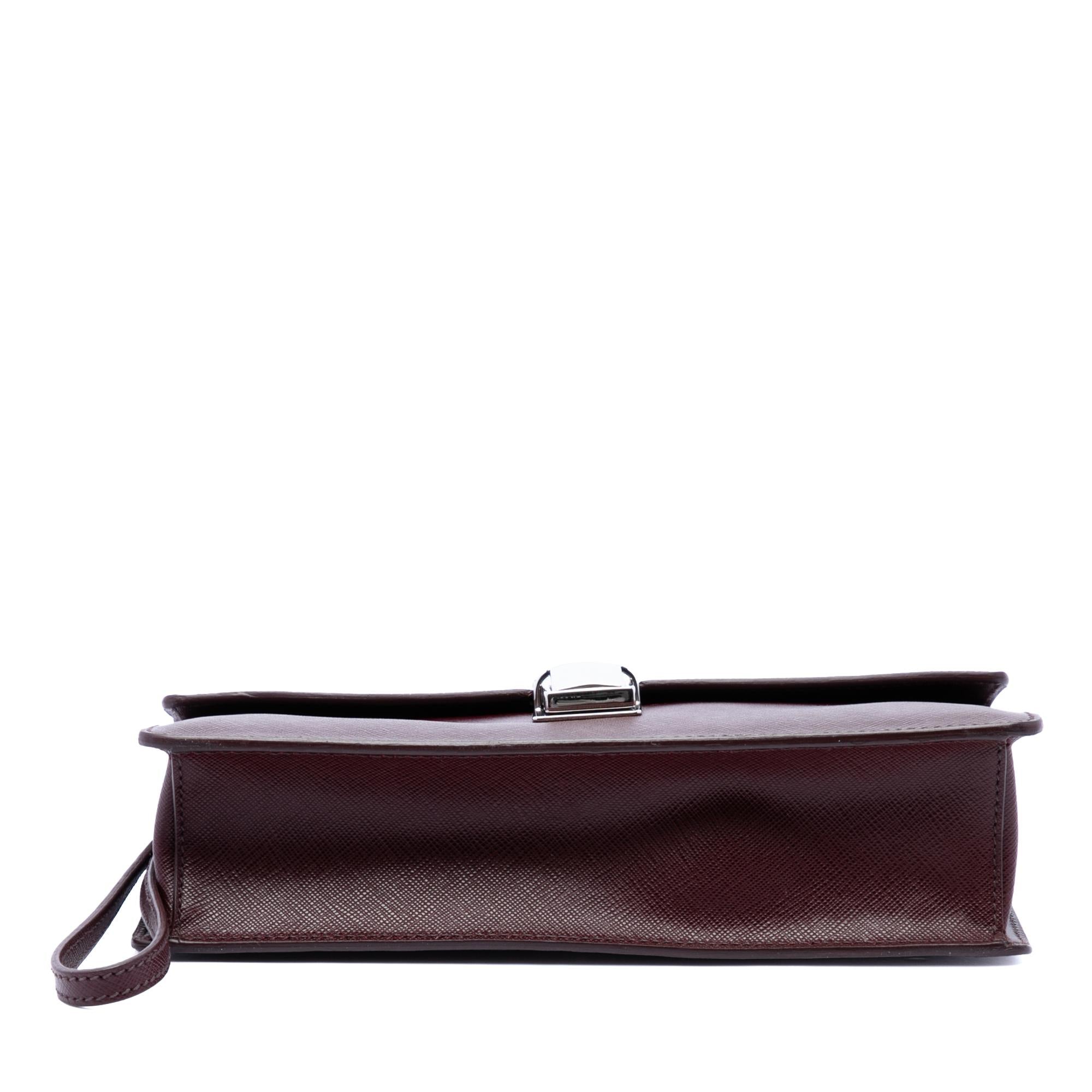 Prada Saffiano Push Lock Clutch