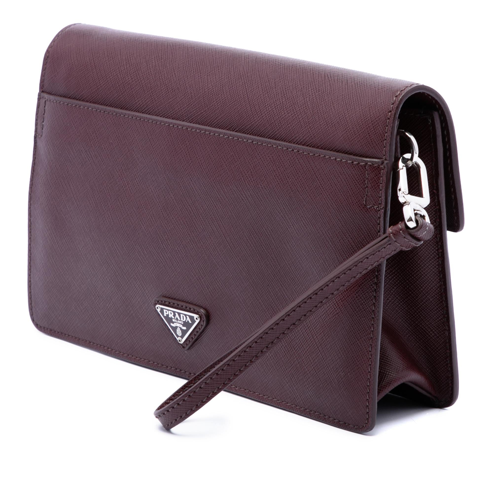 Prada Saffiano Push Lock Clutch