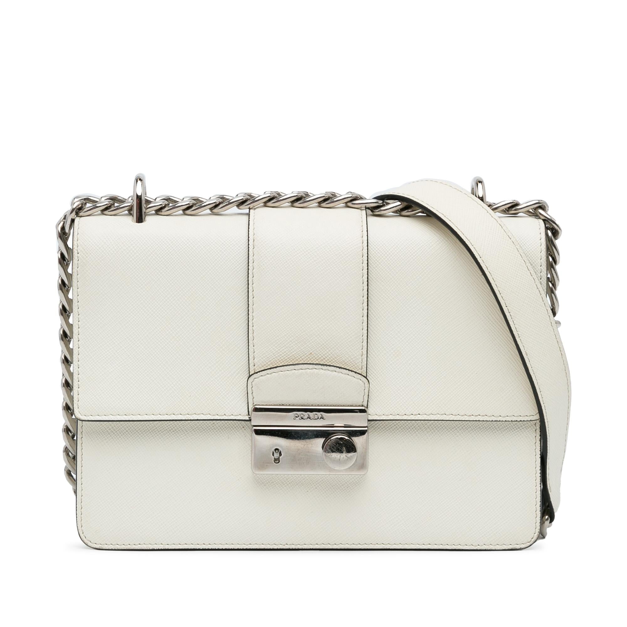Prada Saffiano Sound Lock Chain Crossbody (SHG-ZhdTE1)