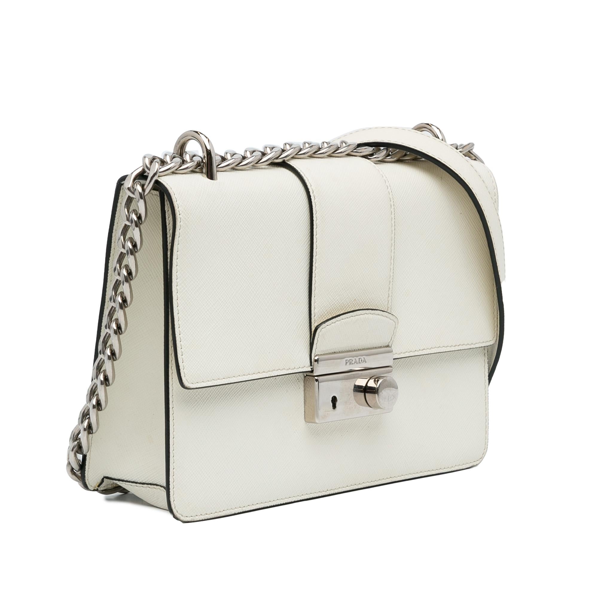 Prada Saffiano Sound Lock Chain Crossbody (SHG-ZhdTE1)
